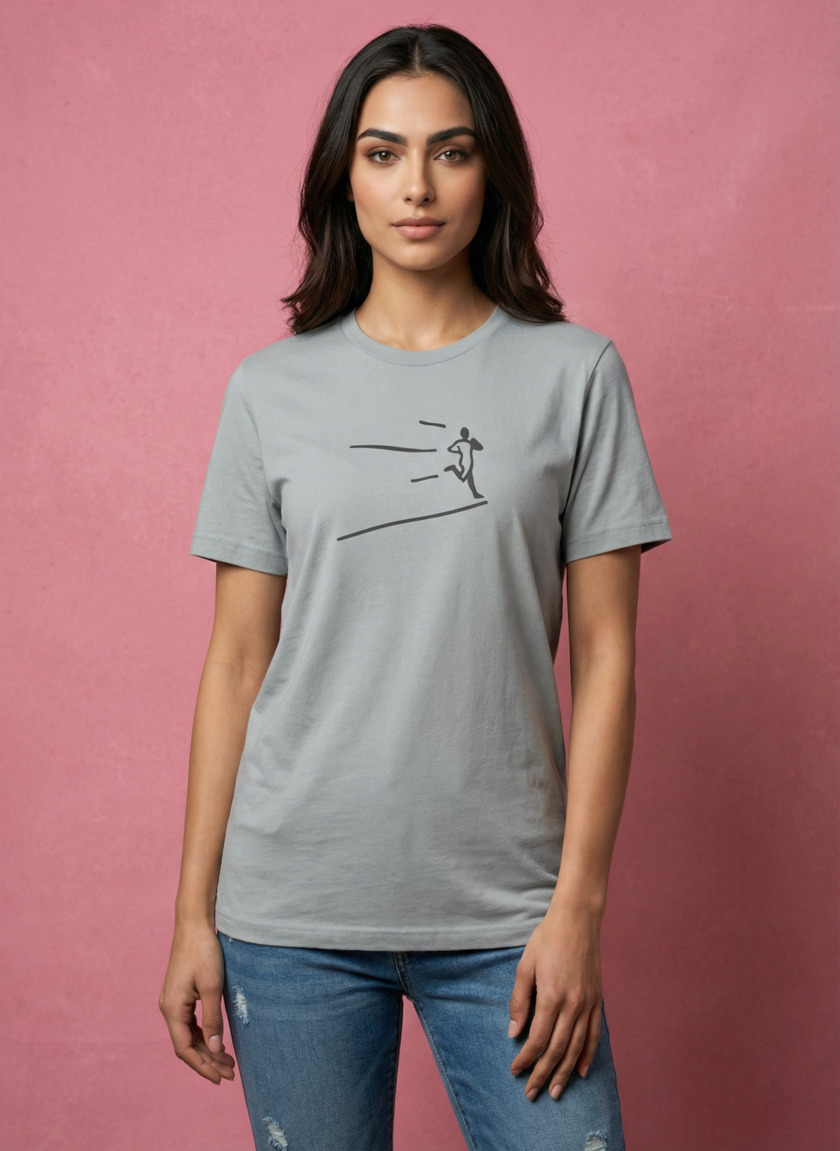 Kinetic Runner - Unisex Regular Fit Cotton T-Shirt Silver Frost