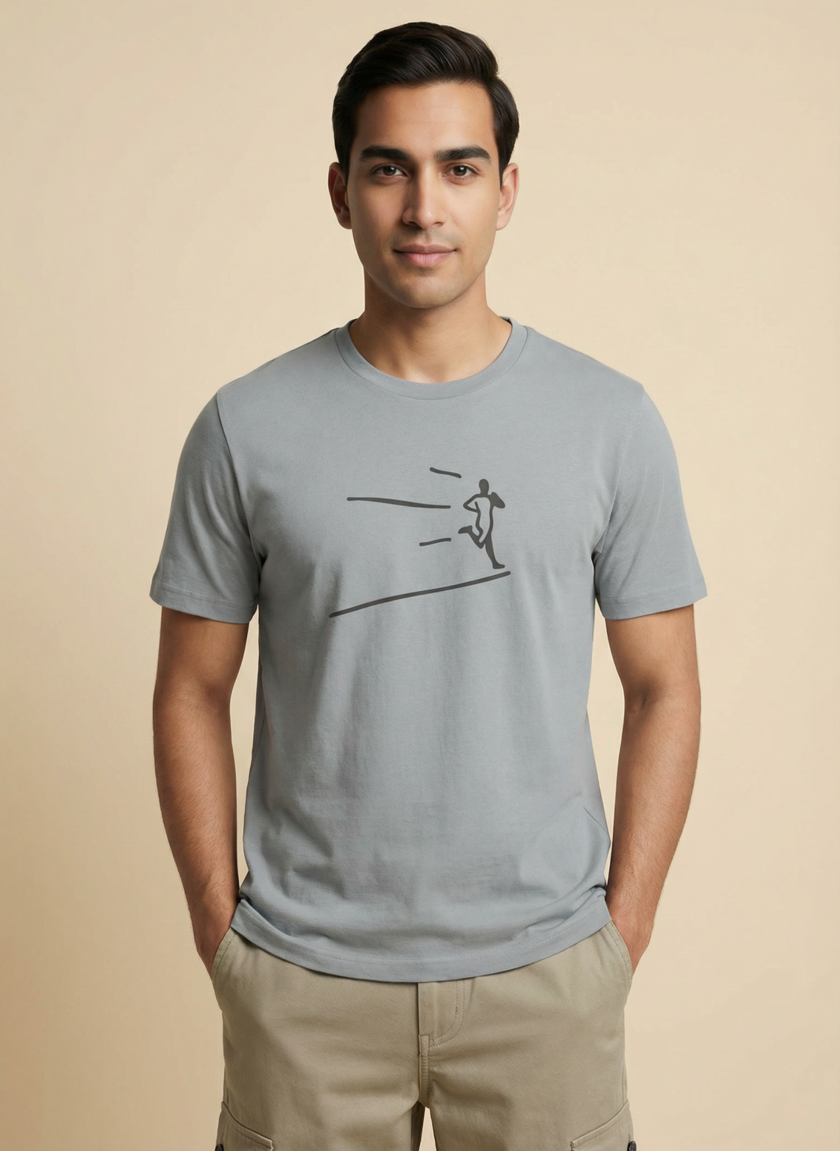 Kinetic Runner - Unisex Regular Fit Cotton T-Shirt Silver Frost
