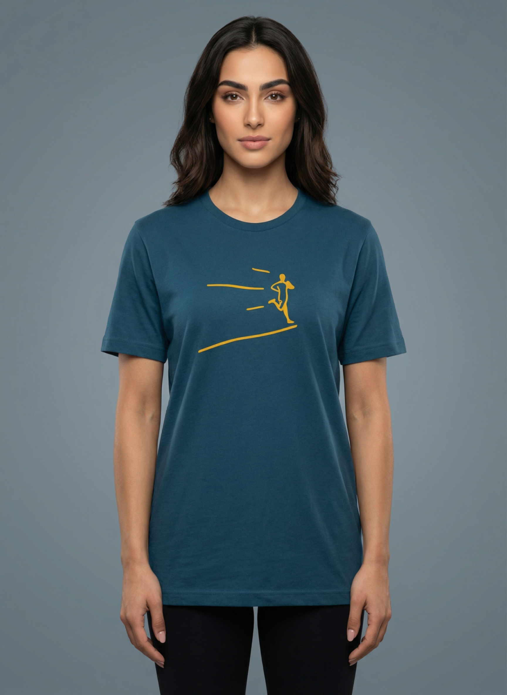 Kinetic Runner - Unisex Regular Fit Cotton T-Shirt Navy Blue