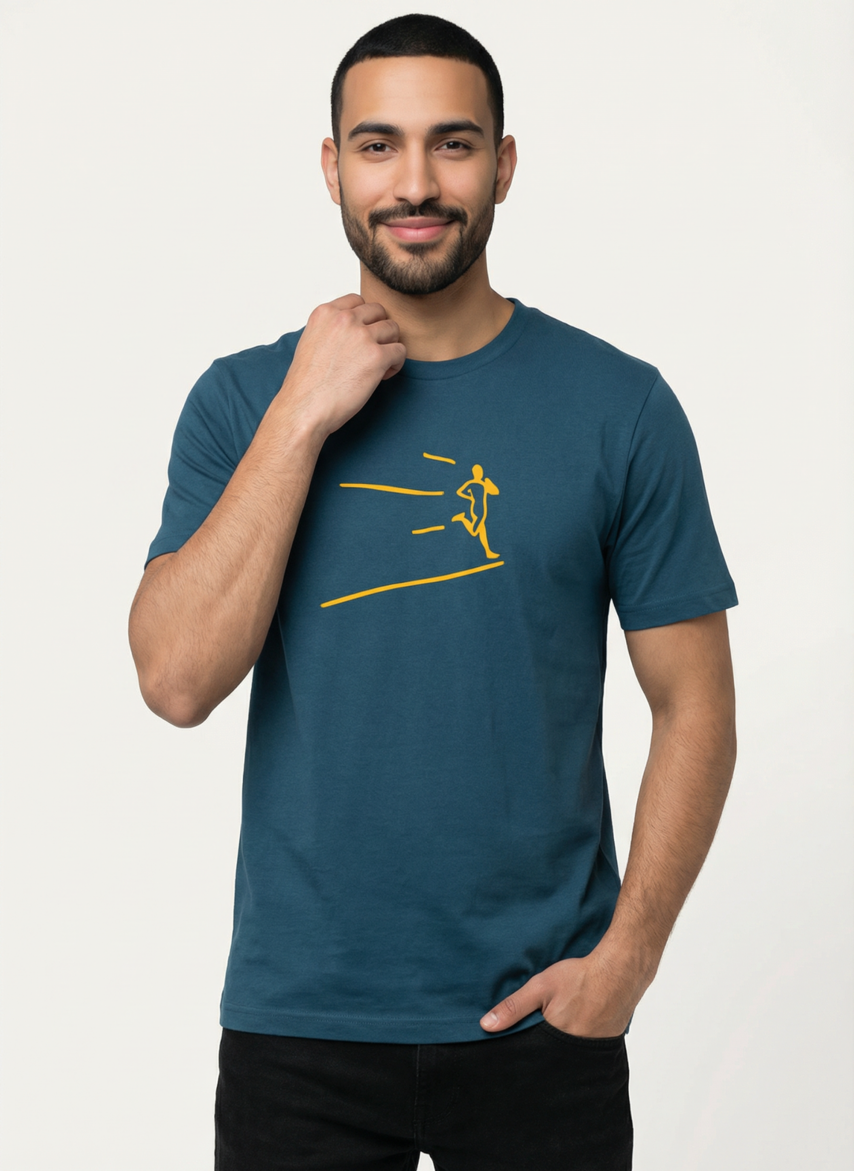 Kinetic Runner - Unisex Regular Fit Cotton T-Shirt Navy Blue