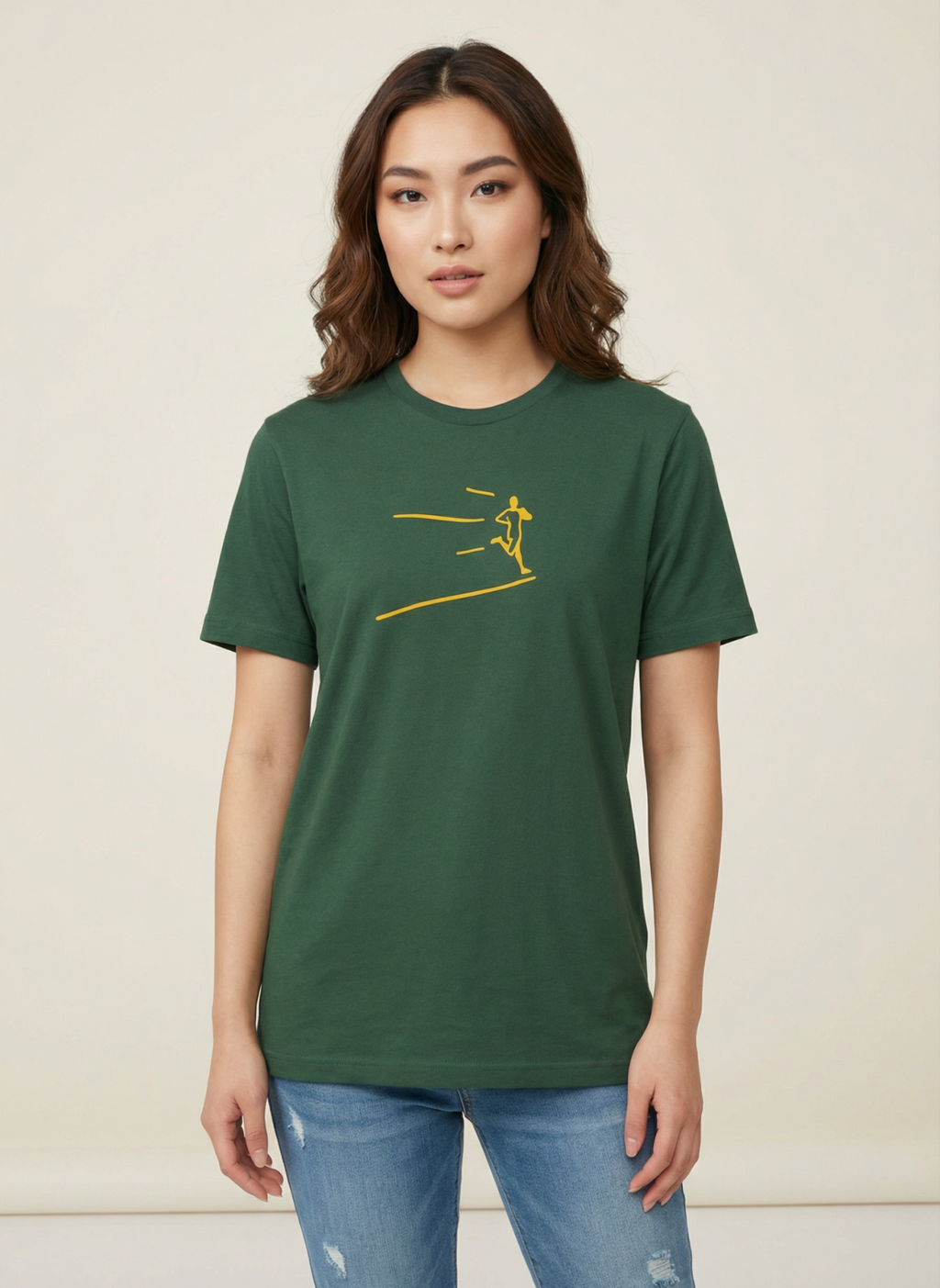 Kinetic Runner - Unisex Regular Fit Cotton T-Shirt Olive Green