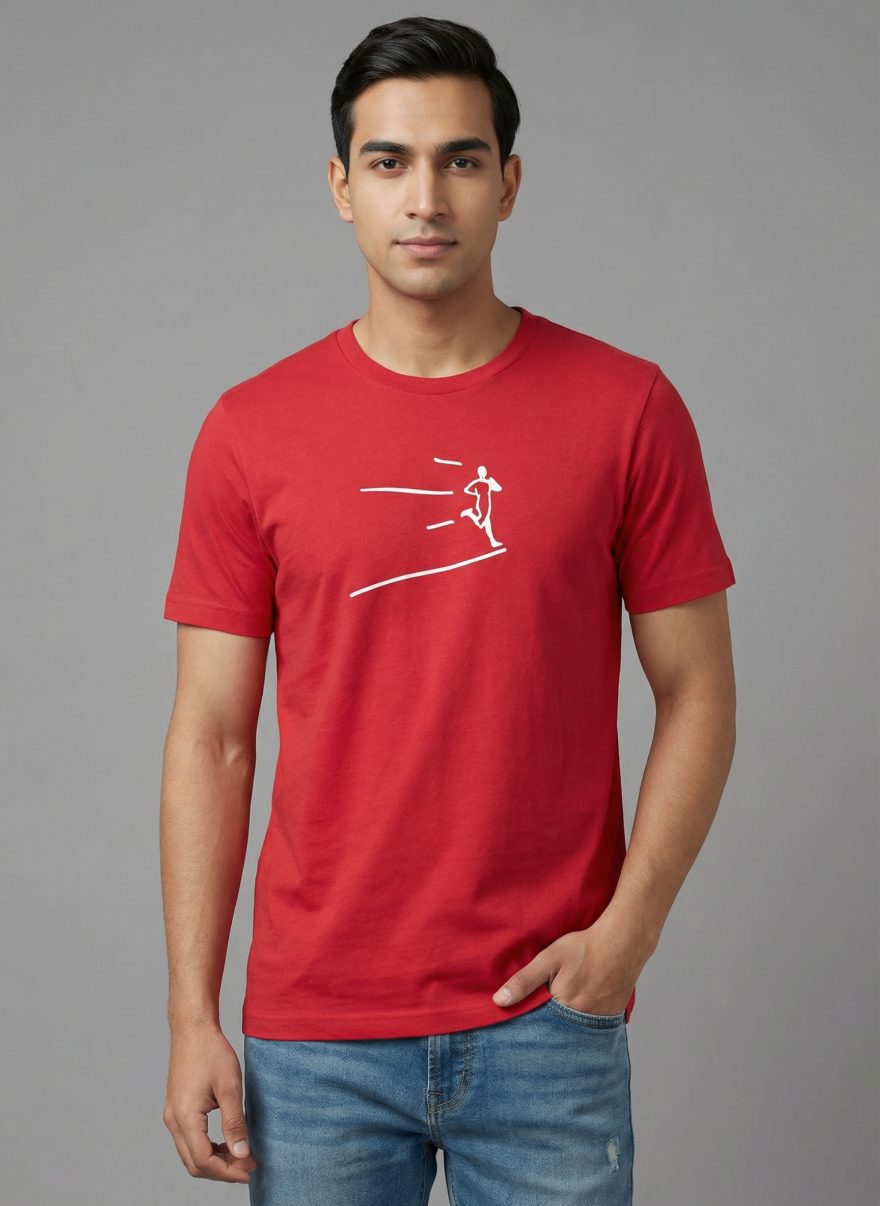 Kinetic Runner - Unisex Regular Fit Cotton T-Shirt Red