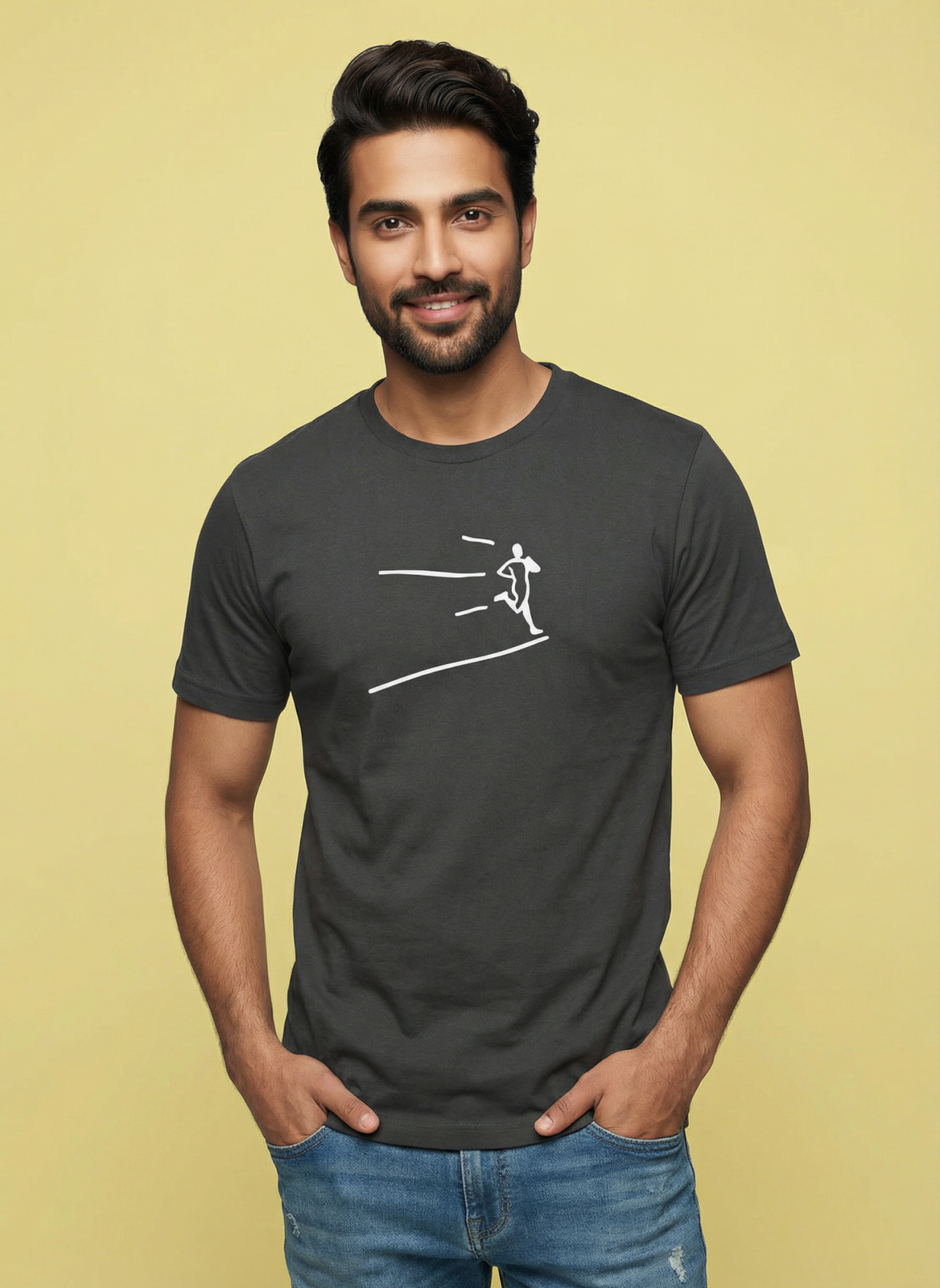 Kinetic Runner - Unisex Regular Fit Cotton T-Shirt Black