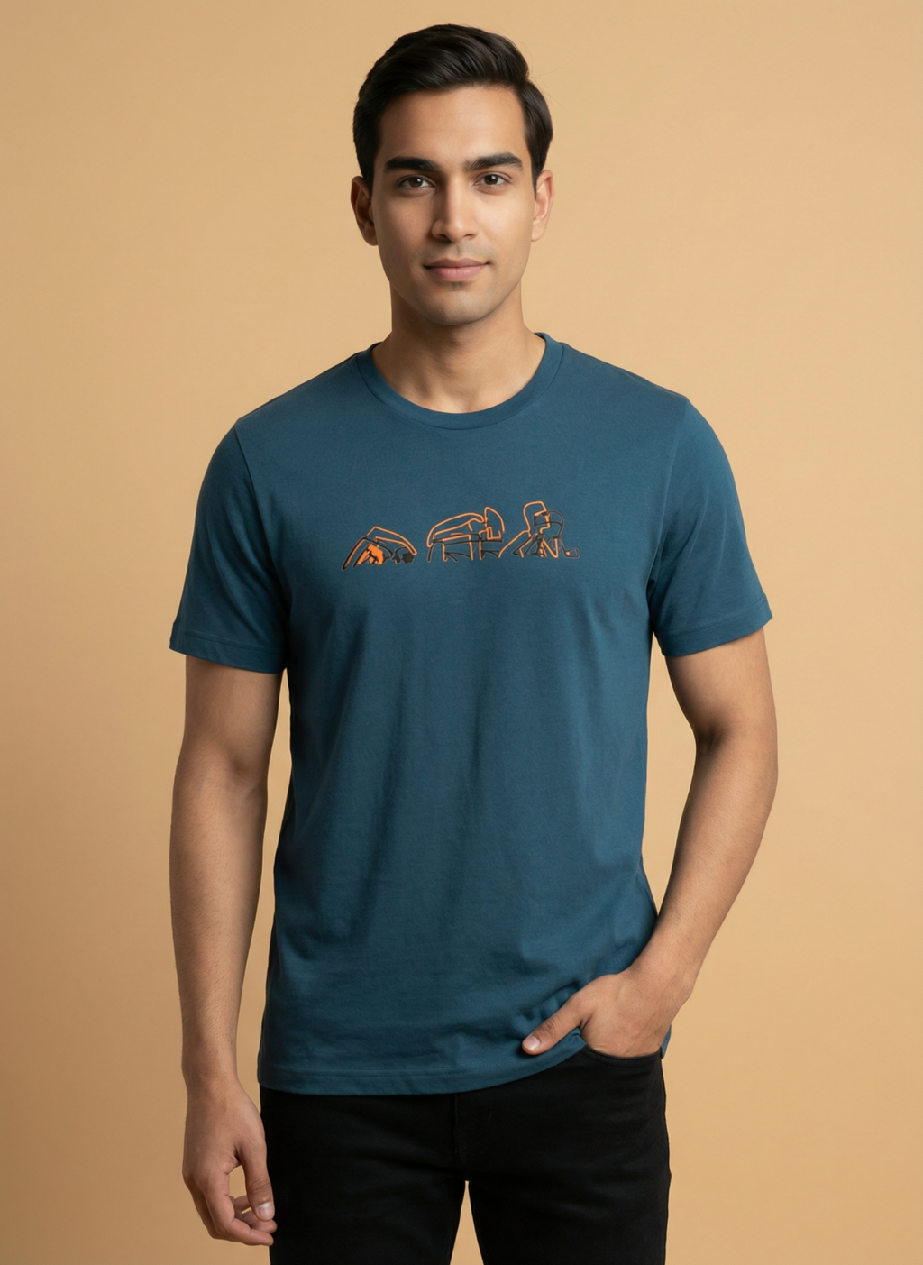Lines Of Endurance - Unisex Regular Fit Cotton T-Shirt Navy Blue