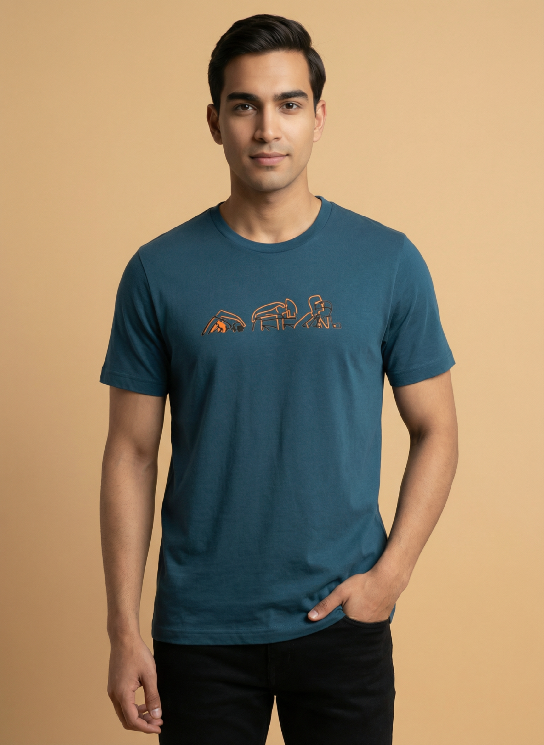 Lines Of Endurance - Unisex Regular Fit Cotton T-Shirt Navy Blue