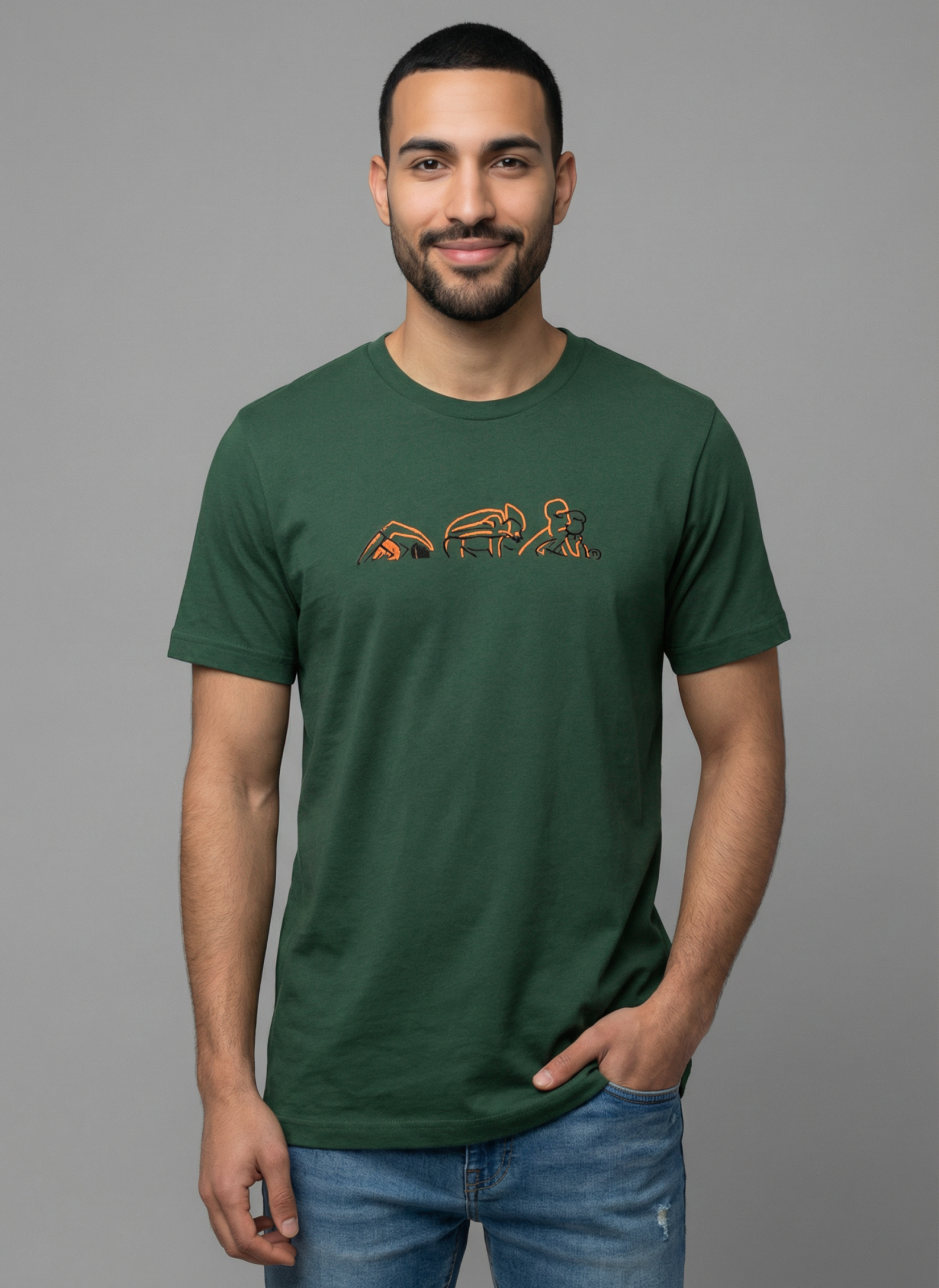 Lines Of Endurance - Unisex Regular Fit Cotton T-Shirt Olive Green