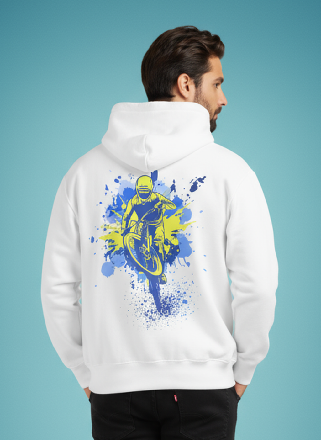 Splash - Unisex Oversized Fit Cotton Hoodie White
