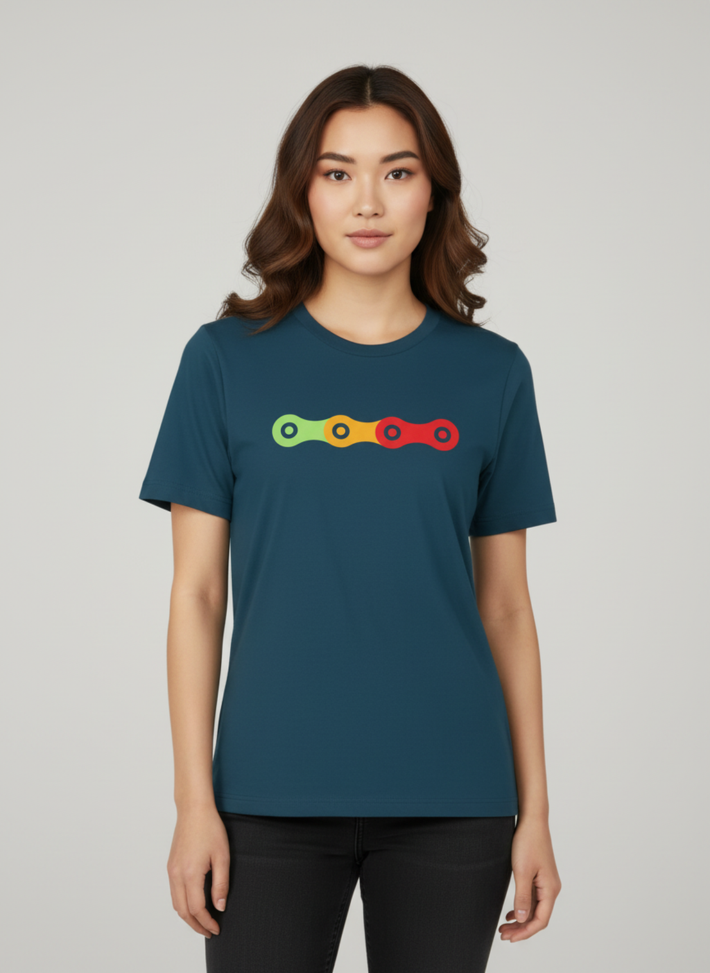 Chain Link - Unisex Regular Fit Cotton T-Shirt Navy Blue