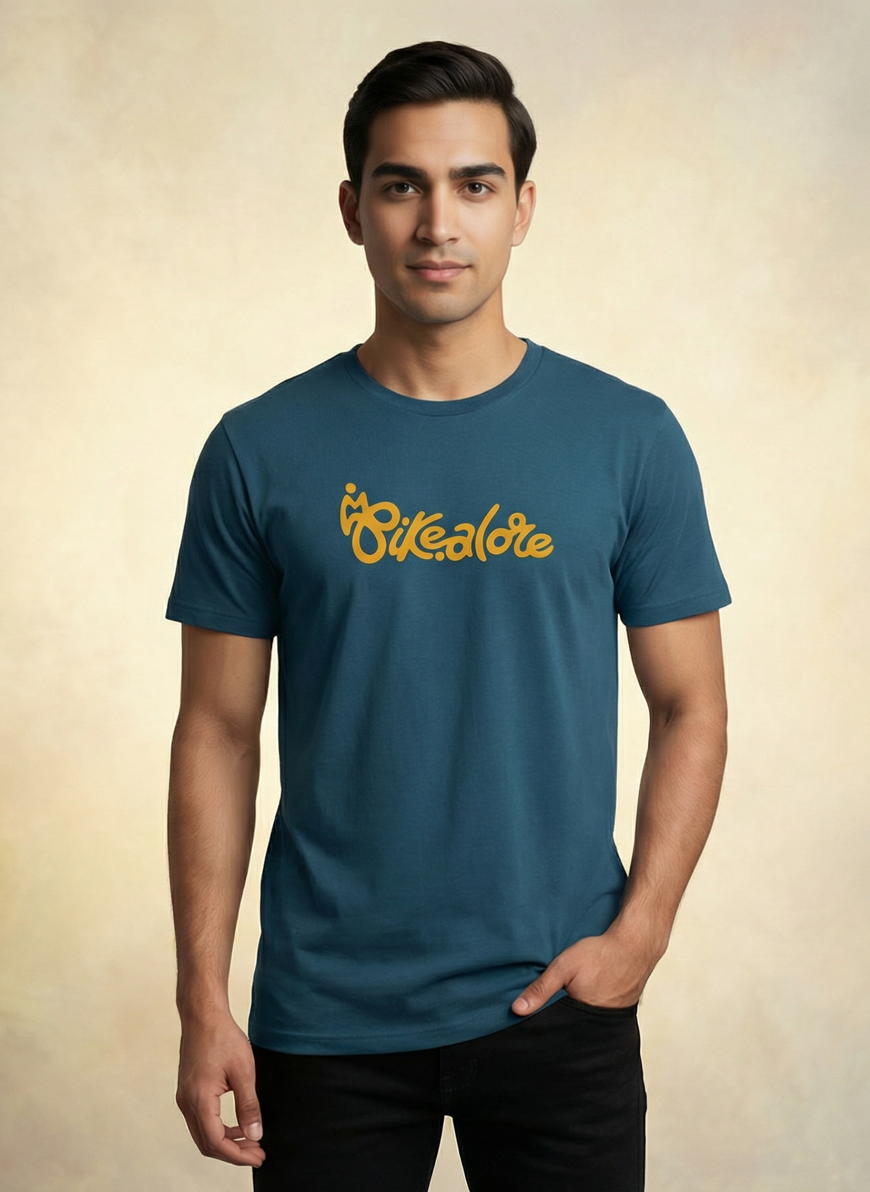 Bikealore - Unisex Regular Fit Cotton T-Shirt Navy Blue