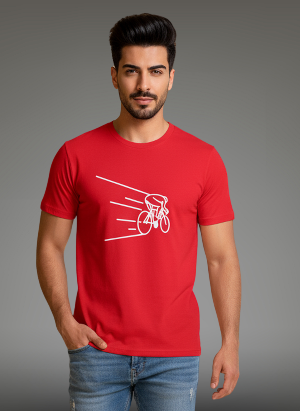 Kinetic Cyclist - Unisex Regular Fit Cotton T-Shirt Red