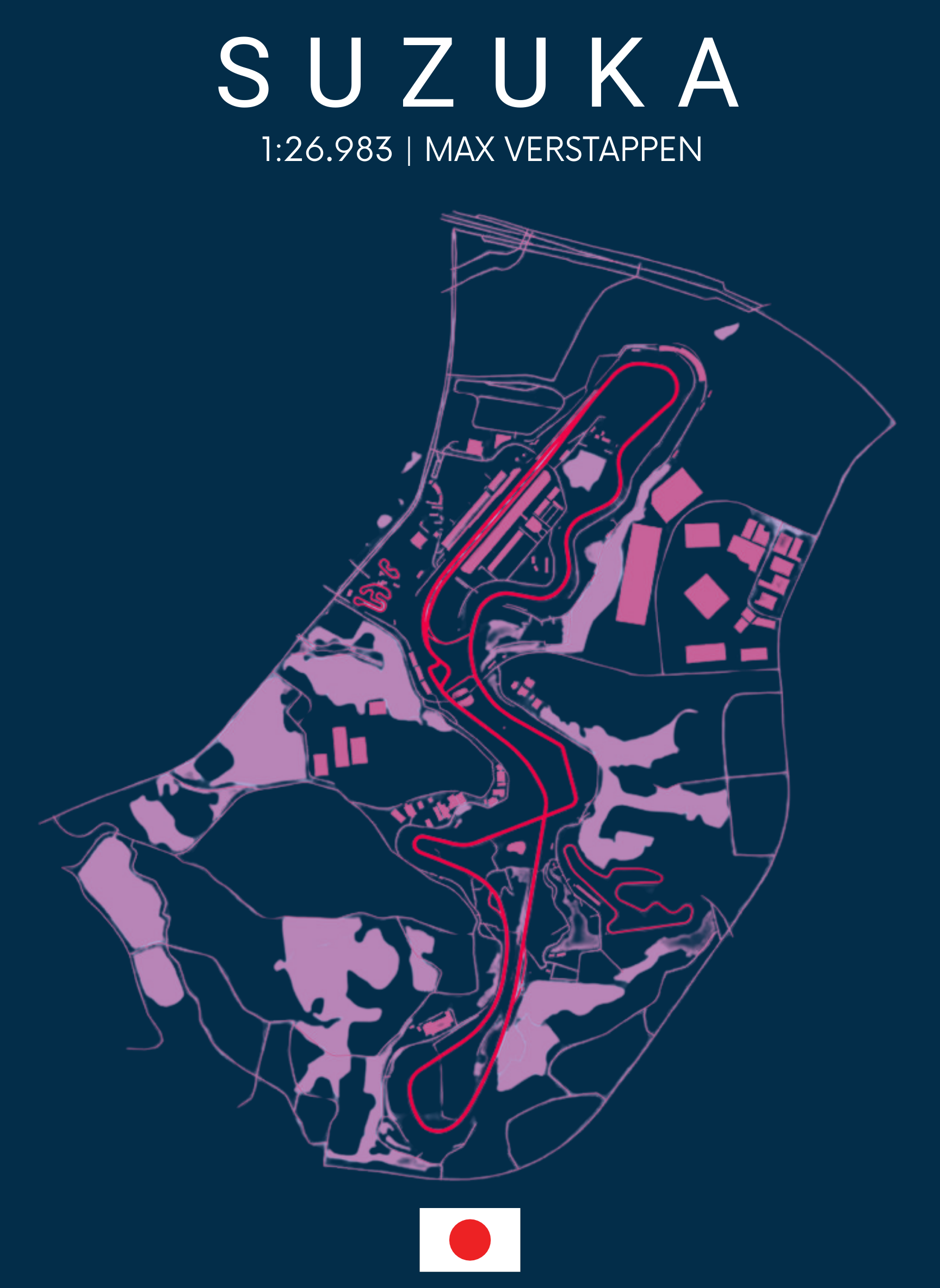 Suzuka Circuit - Unisex Regular Fit Cotton Hoodie Navy Blue