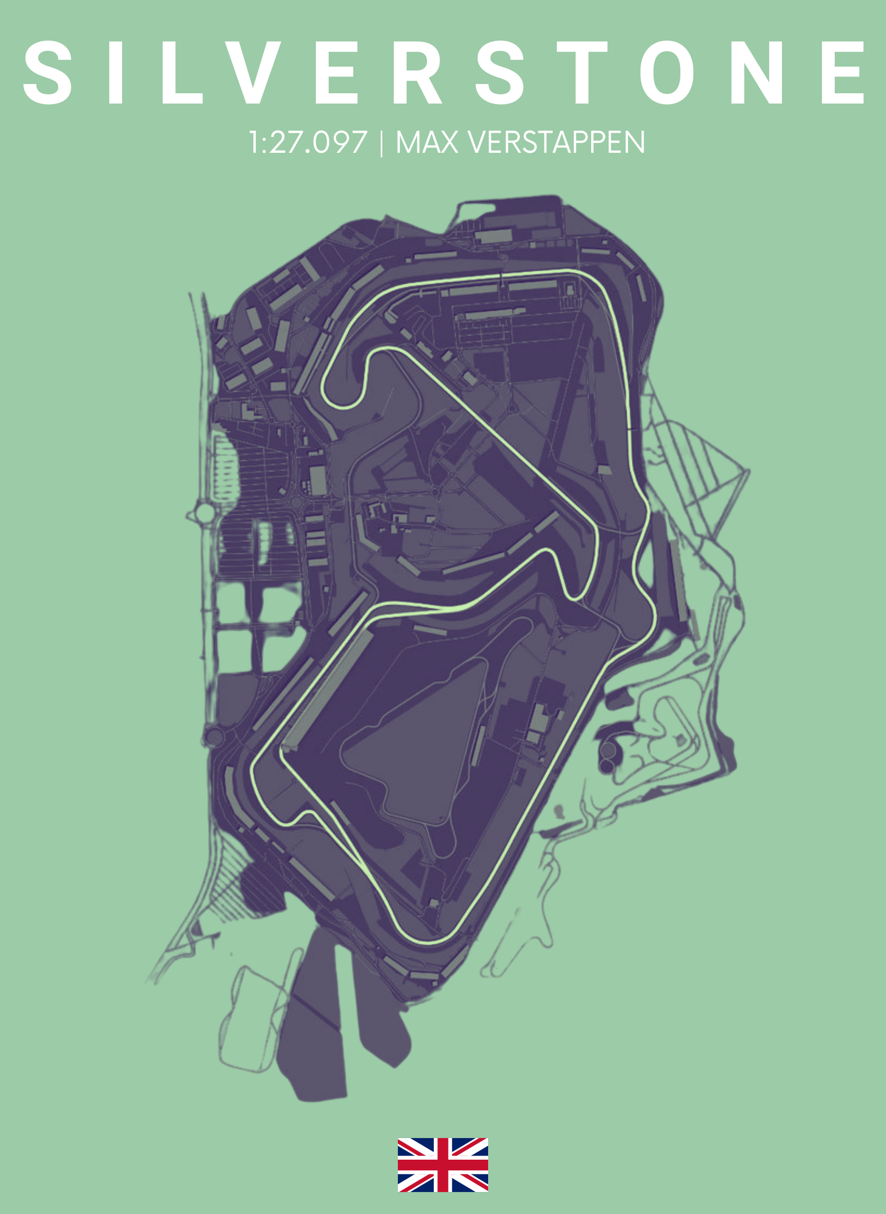 Silverstone Circuit - Unisex Regular Fit Cotton Hoodie Mint Green