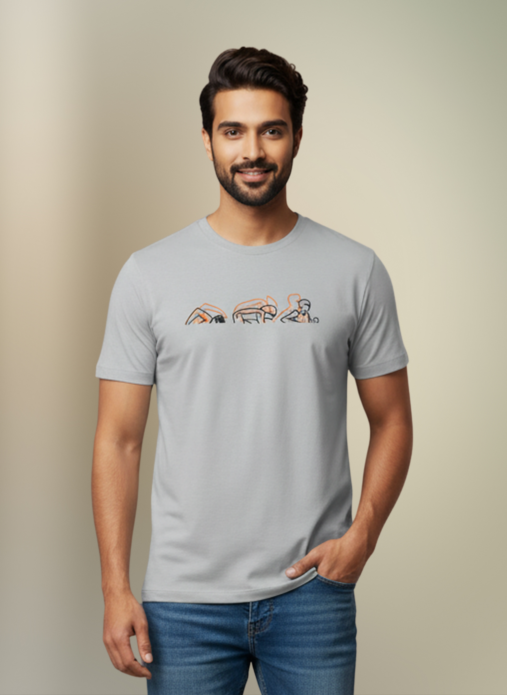 Lines Of Endurance - Unisex Regular Fit Cotton T-Shirt Silver Frost