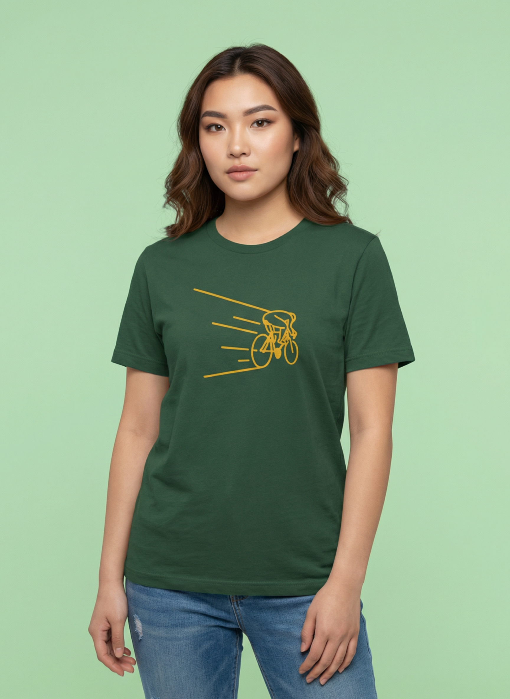 Kinetic Cyclist - Unisex Regular Fit Cotton T-Shirt Olive Green