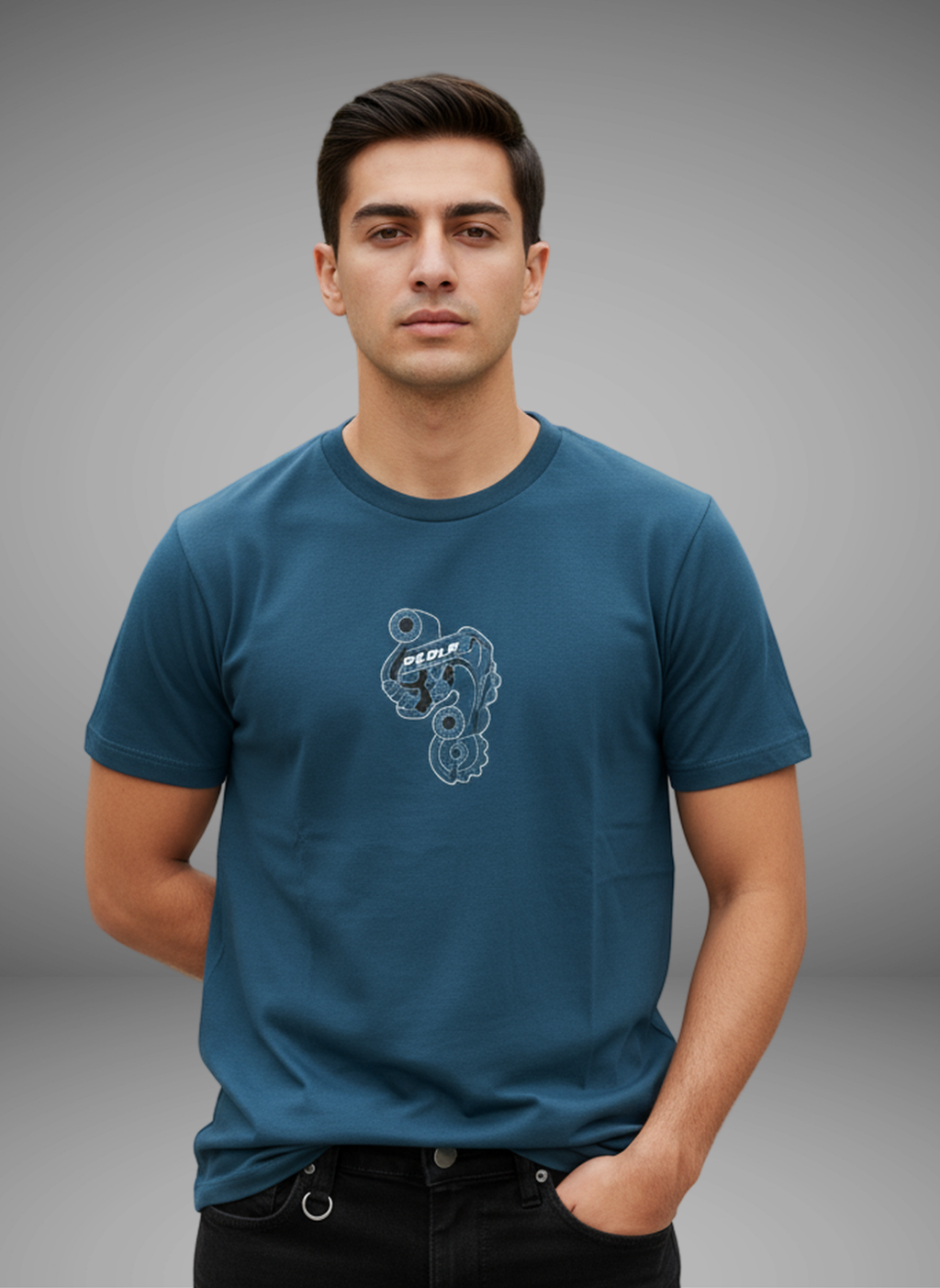 RD - Unisex Regular Fit Cotton T-Shirt Navy Blue