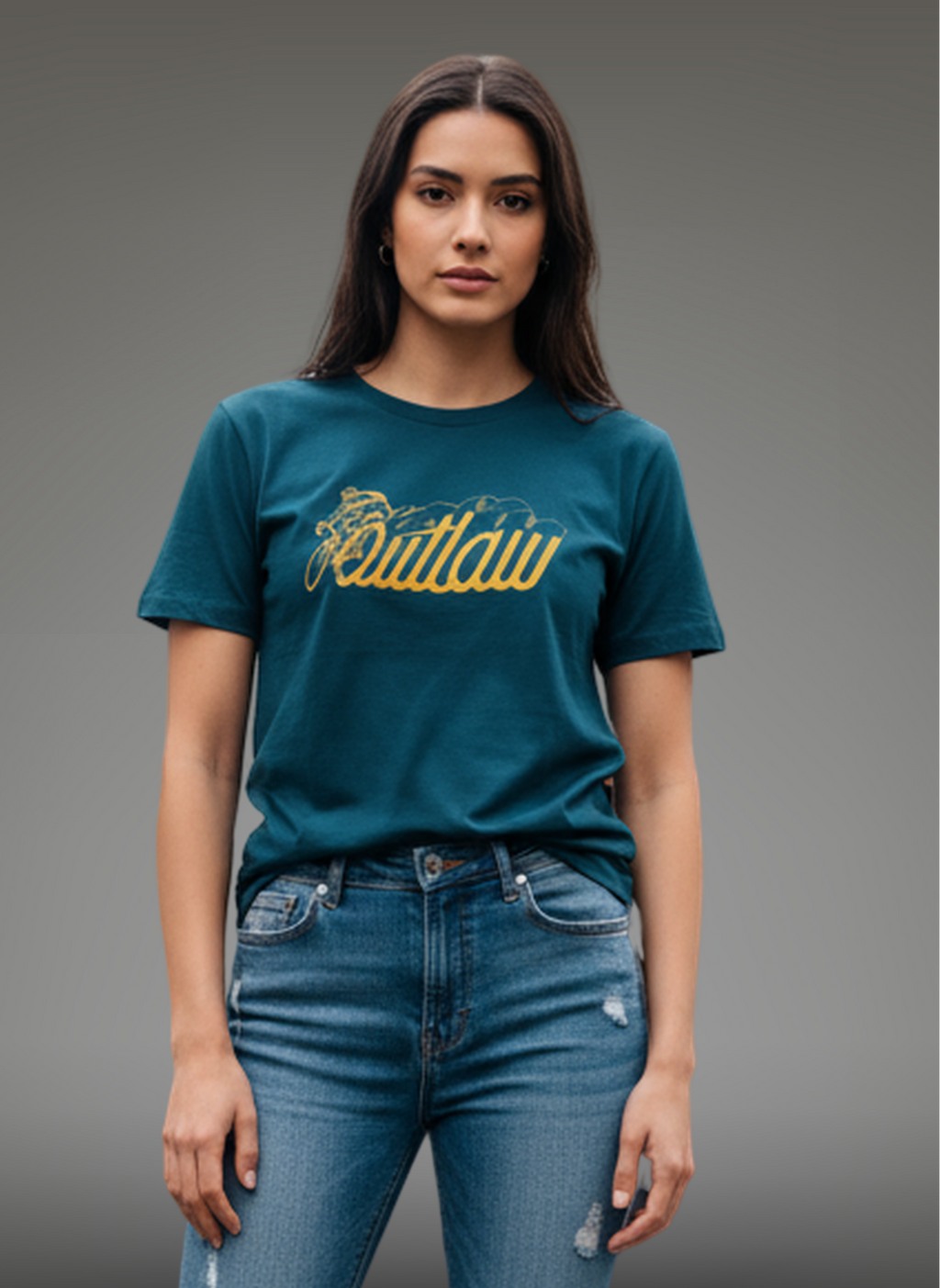 Outlaw  - Unisex Regular Fit Cotton T-Shirt Navy Blue