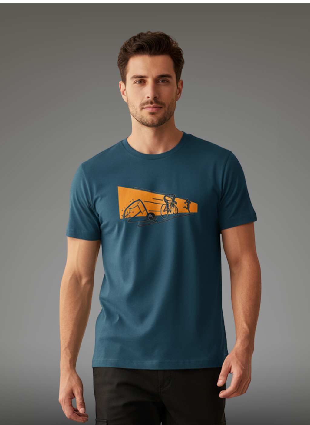 Tri And Fly - Unisex Regular Fit Cotton T-Shirt Navy Blue