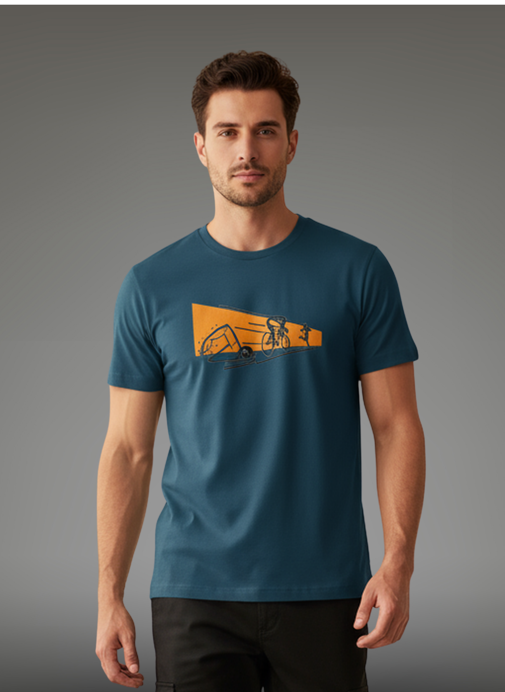 Tri And Fly - Unisex Regular Fit Cotton T-Shirt Navy Blue