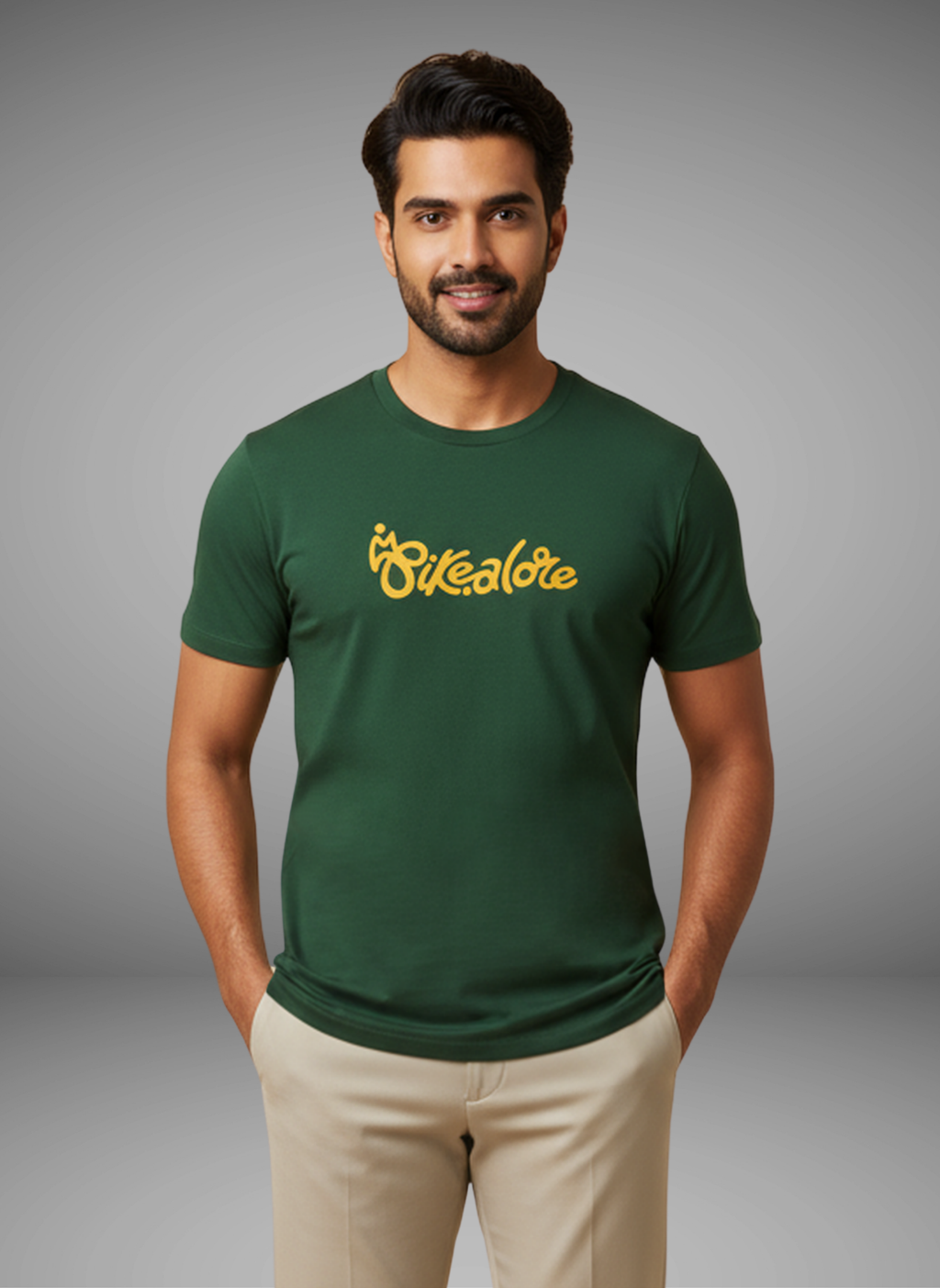 Bikealore - Unisex Regular Fit Cotton T-Shirt Olive Green