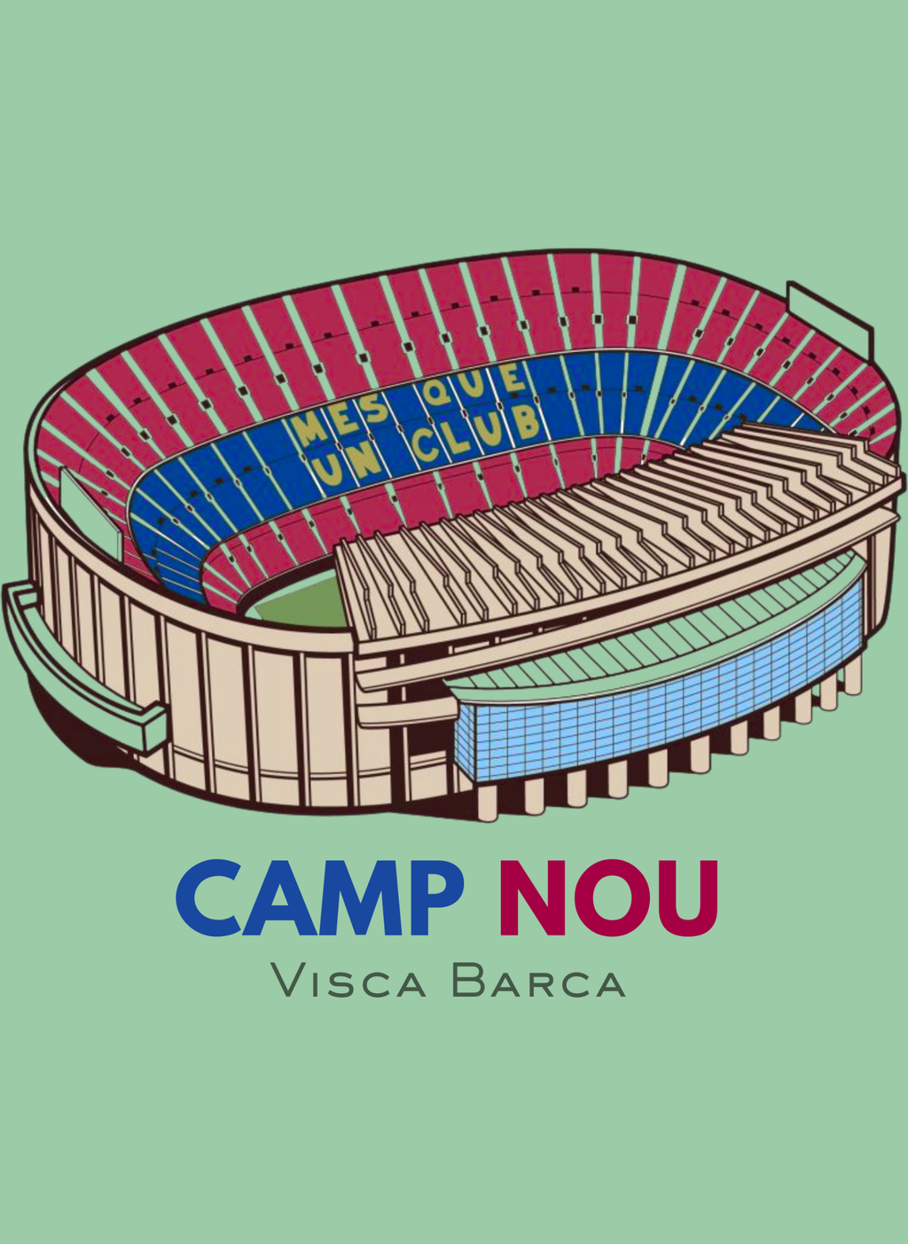 Camp Nou - Unisex Regular Fit Cotton Hoodie Mint Green