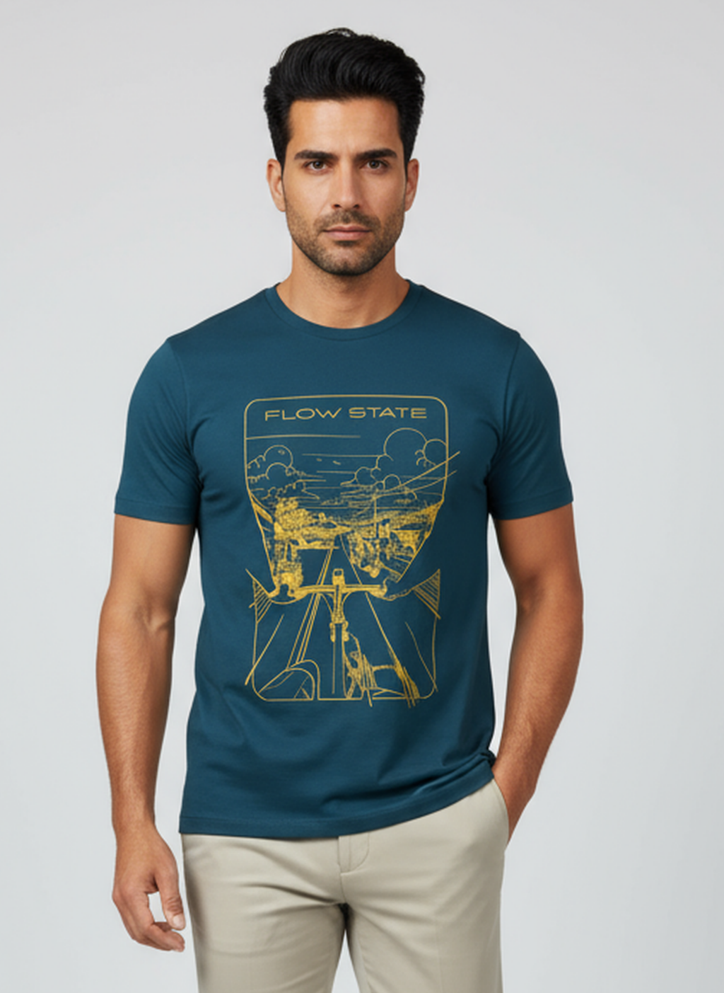 Flowstate City Glide - Unisex Regular Fit Cotton T-Shirt Navy Blue