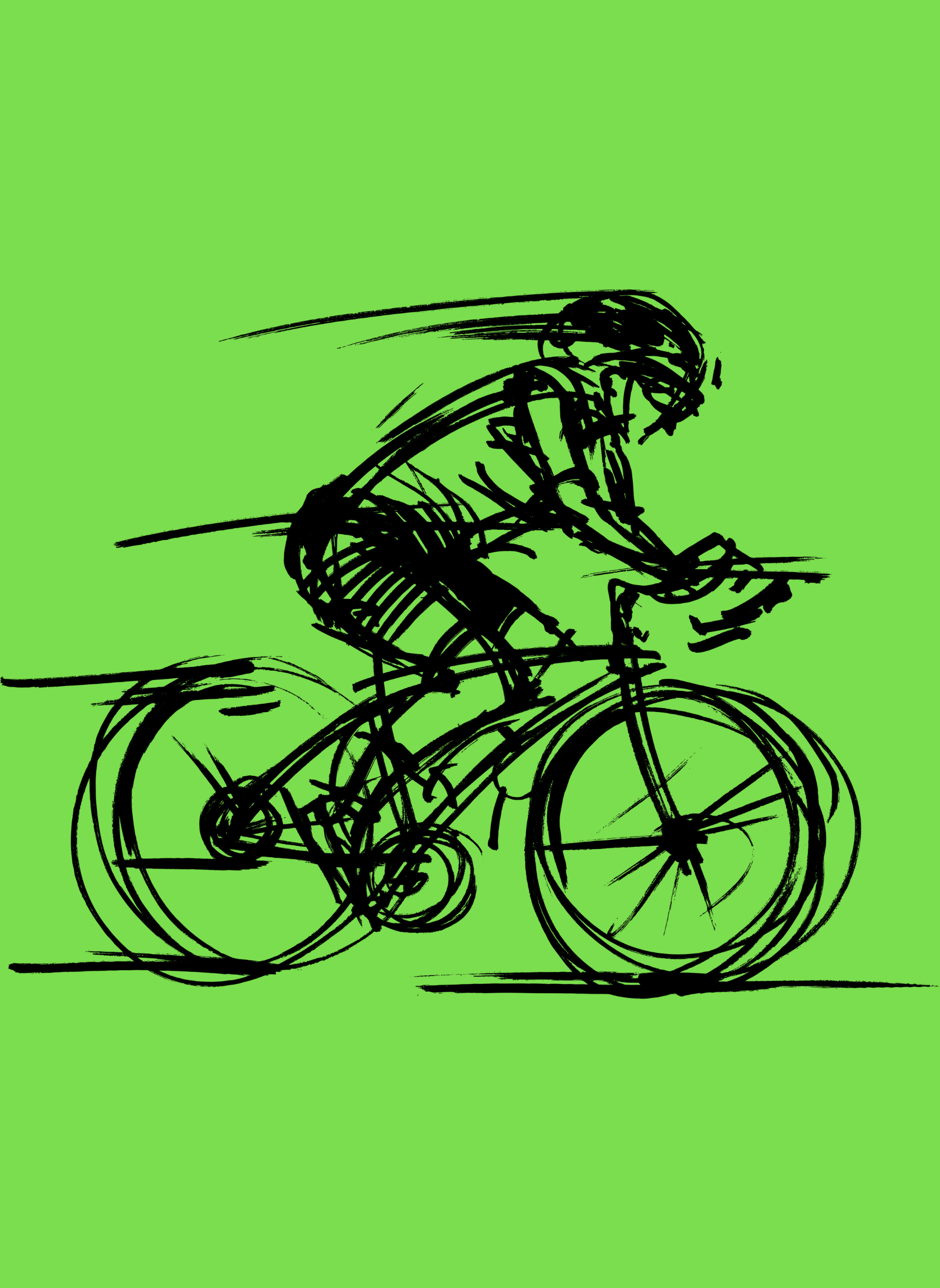 Bike Sketch - Unisex Regular Fit Cotton T-Shirt Liril Green
