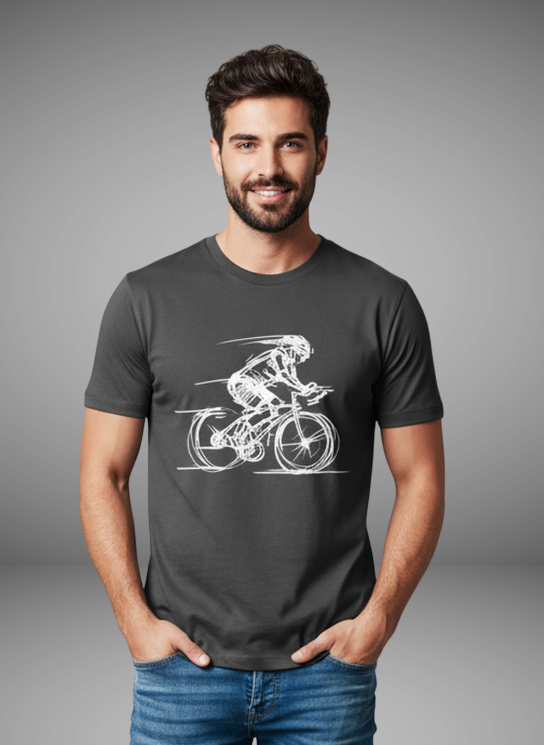 Bike Sketch - Unisex Regular Fit Cotton T-Shirt Black