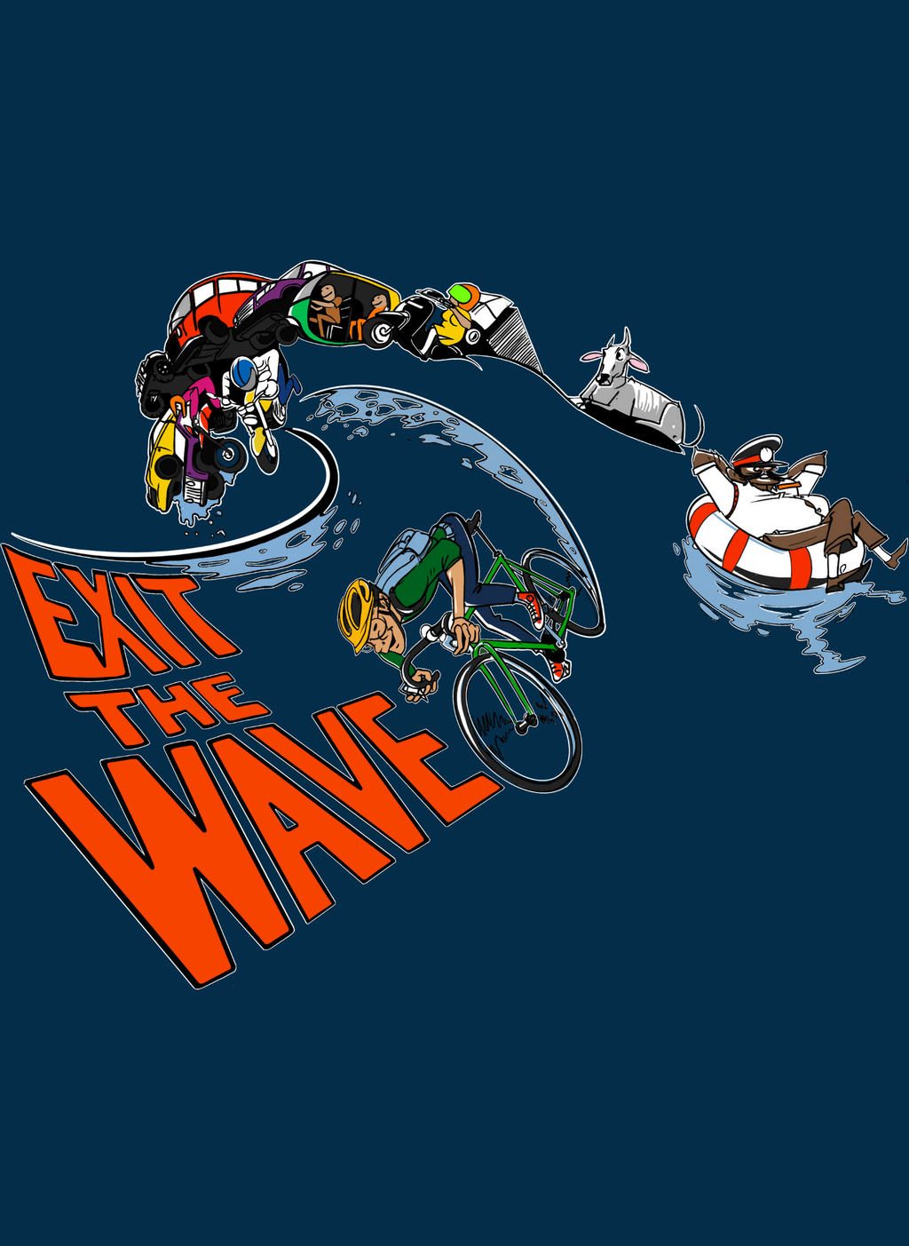 Exit The Wave - Unisex Regular Fit Cotton T-Shirt Navy Blue