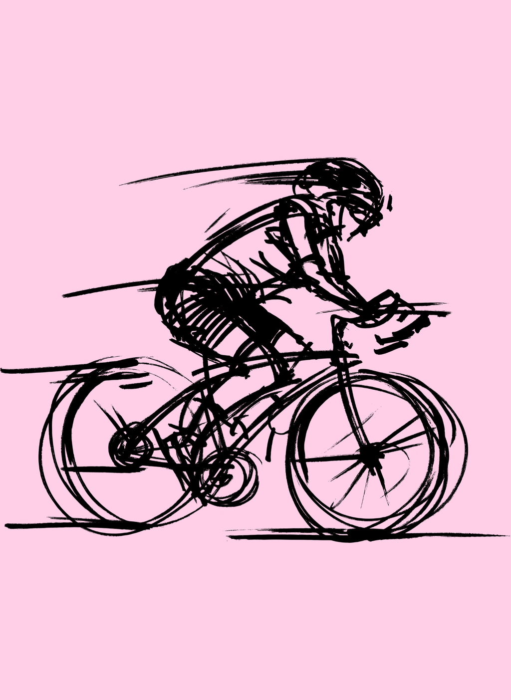 Bike Sketch - Unisex Regular Fit Cotton T-Shirt Light Pink