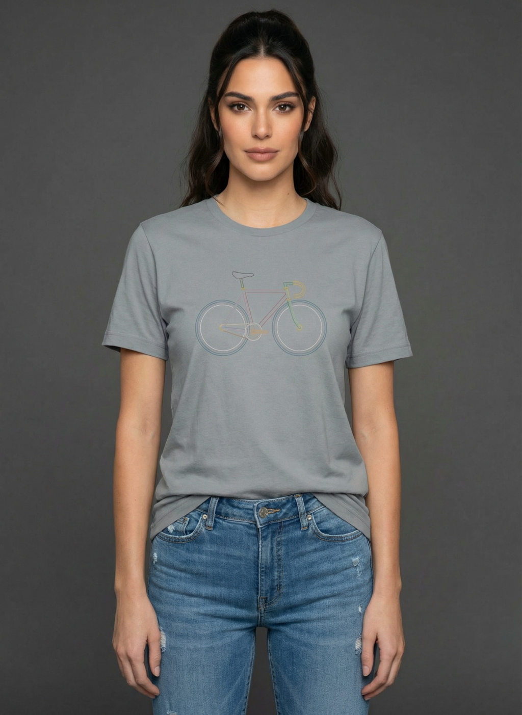 Neon Bike - Unisex Regular Fit Cotton T-Shirt Silver Frost