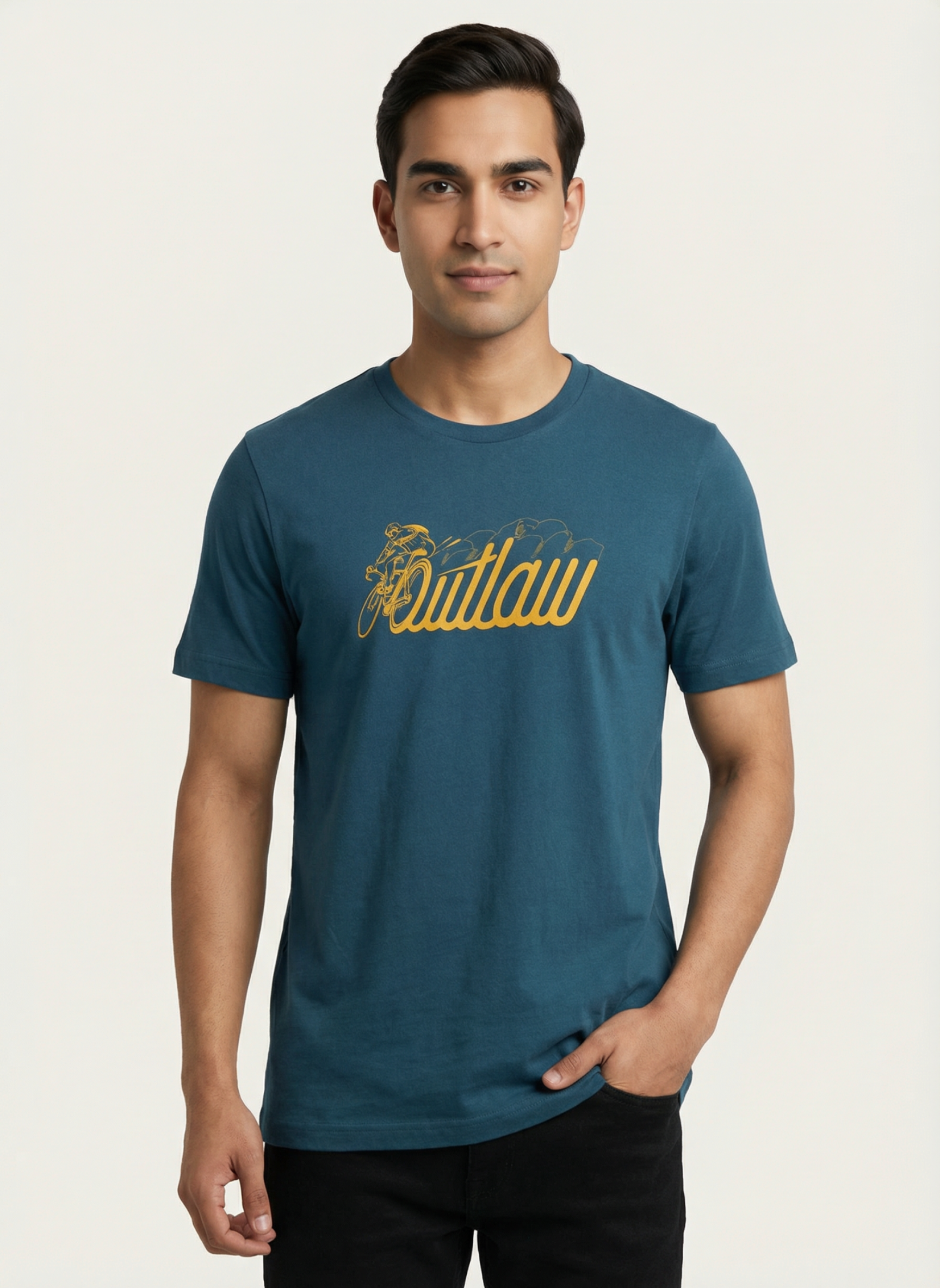 Outlaw  - Unisex Regular Fit Cotton T-Shirt Navy Blue