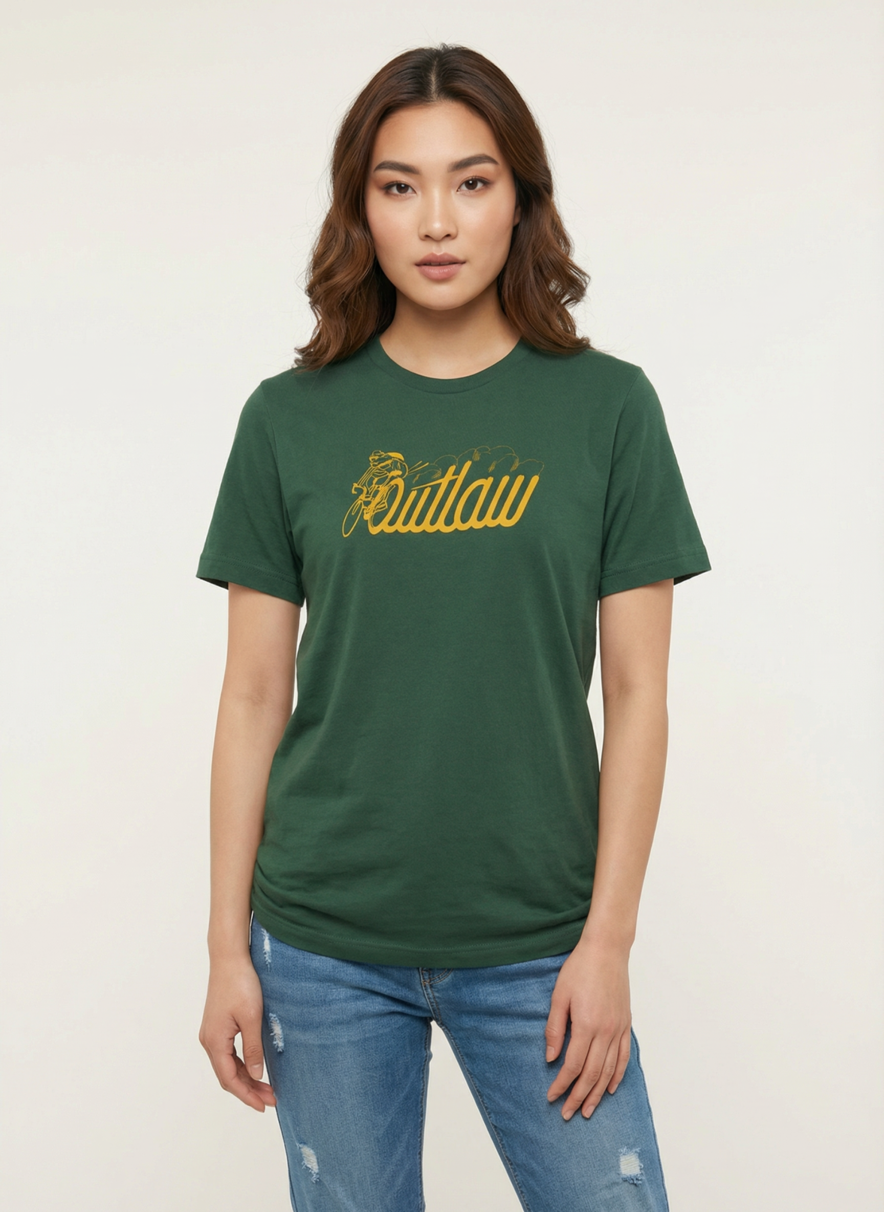 Outlaw  - Unisex Regular Fit Cotton T-Shirt Olive Green