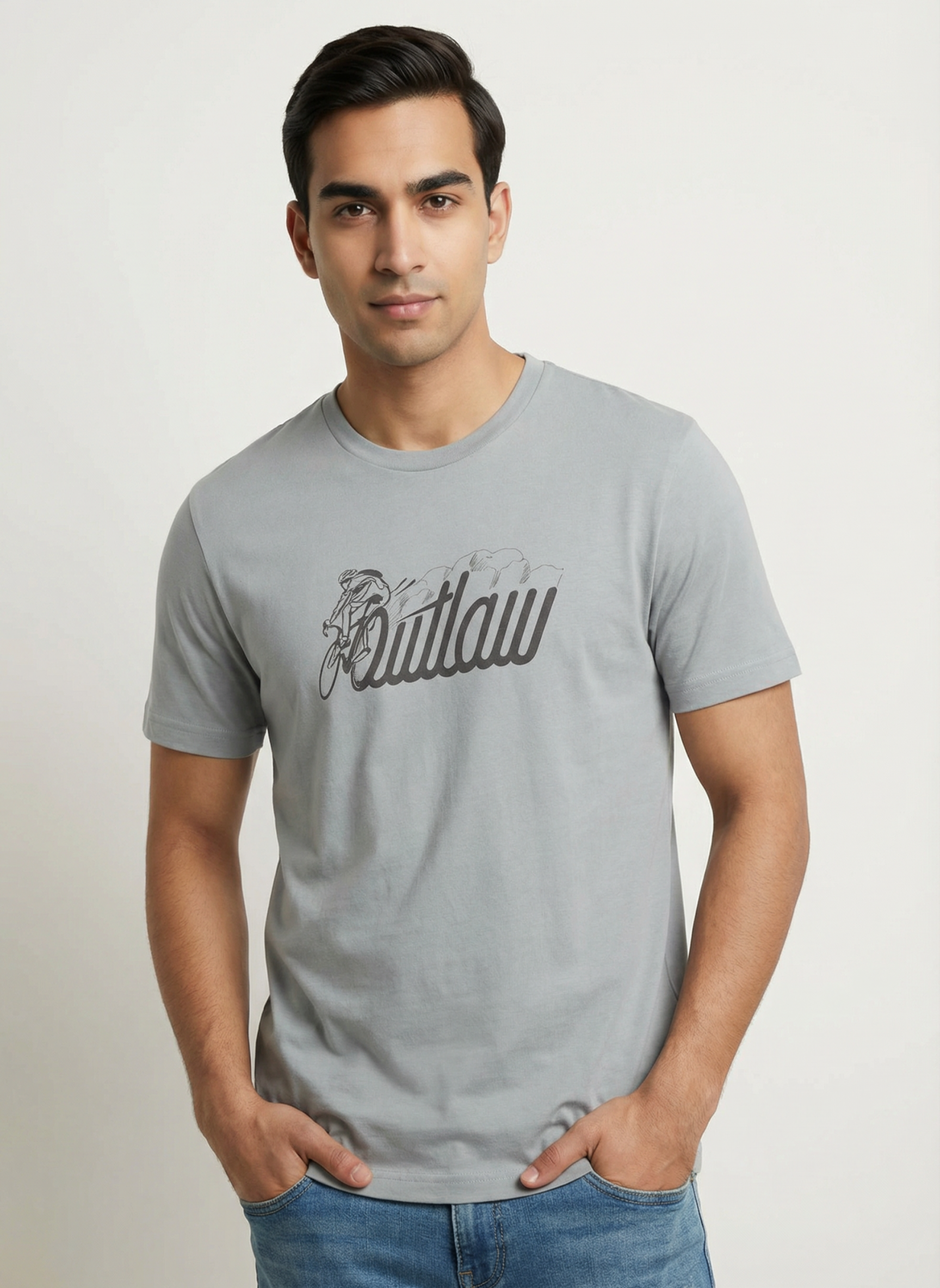 Outlaw  - Unisex Regular Fit Cotton T-Shirt Silver Frost