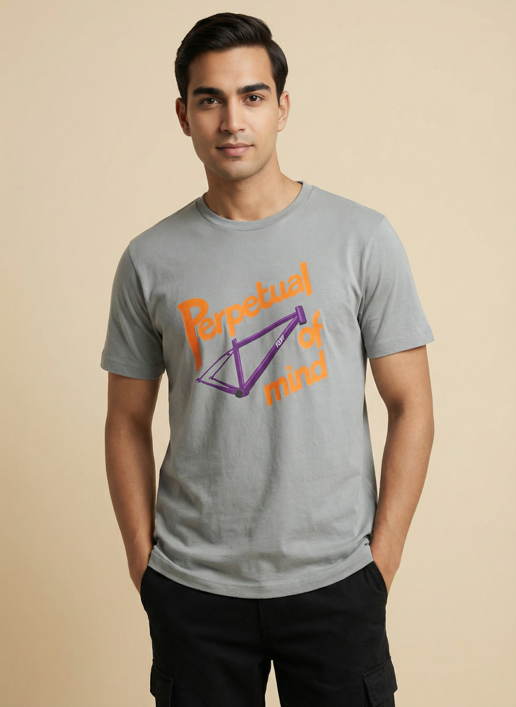Perpetual Frame Of Mind - Unisex Regular Fit Cotton T-Shirt Silver Frost