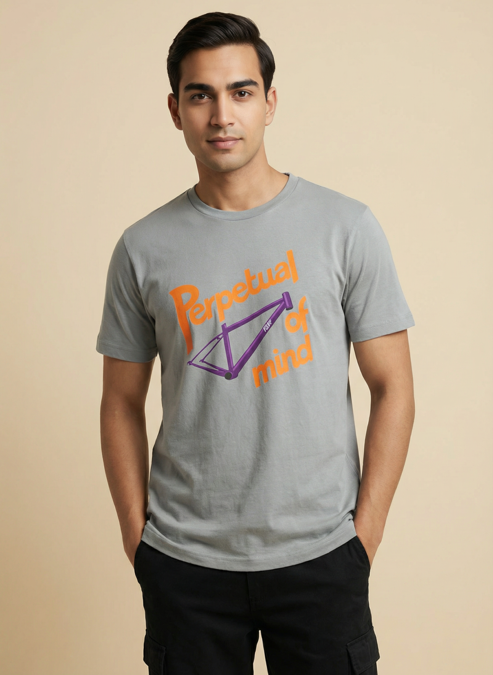 Perpetual Frame Of Mind - Unisex Regular Fit Cotton T-Shirt Silver Frost