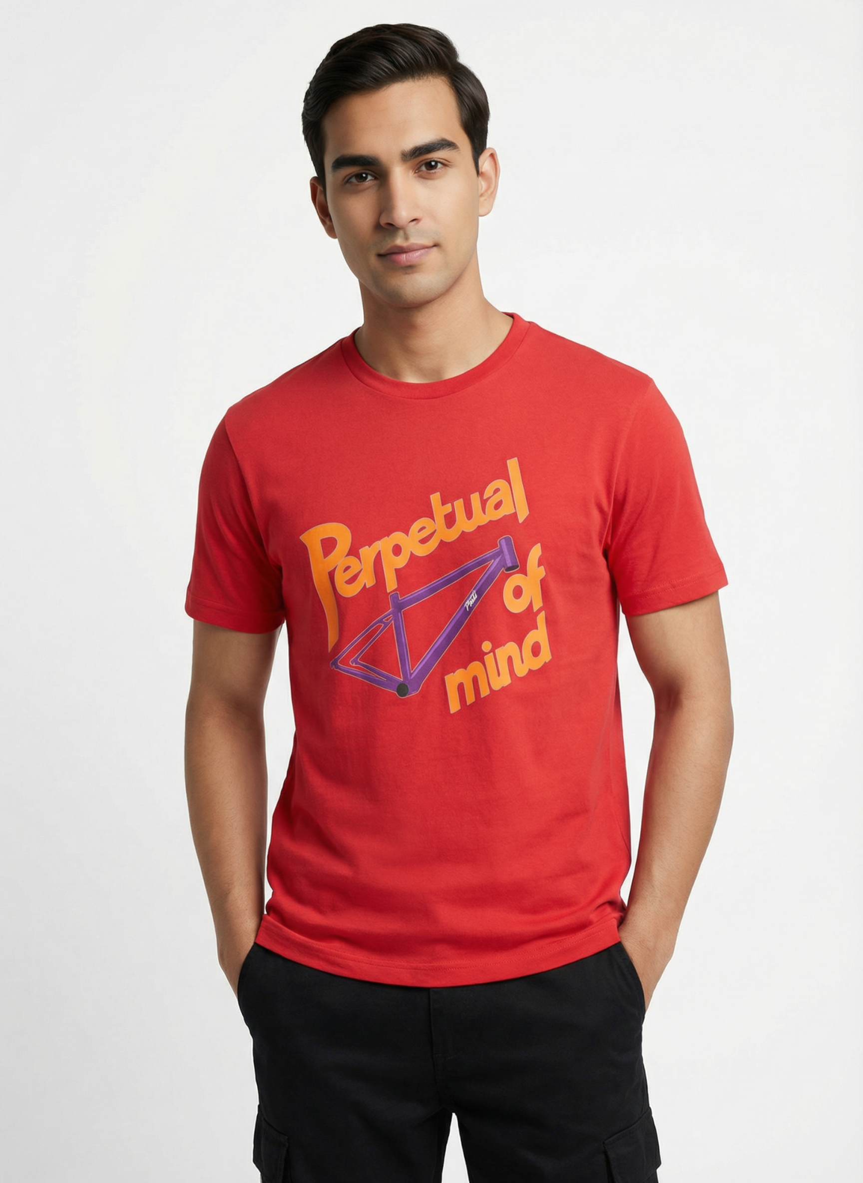 Perpetual Frame Of Mind - Unisex Regular Fit Cotton T-Shirt Red