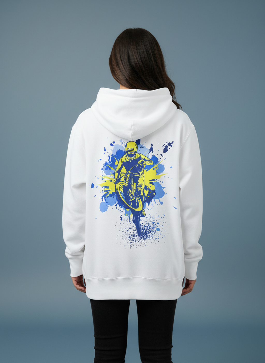 Splash - Unisex Oversized Fit Cotton Hoodie White