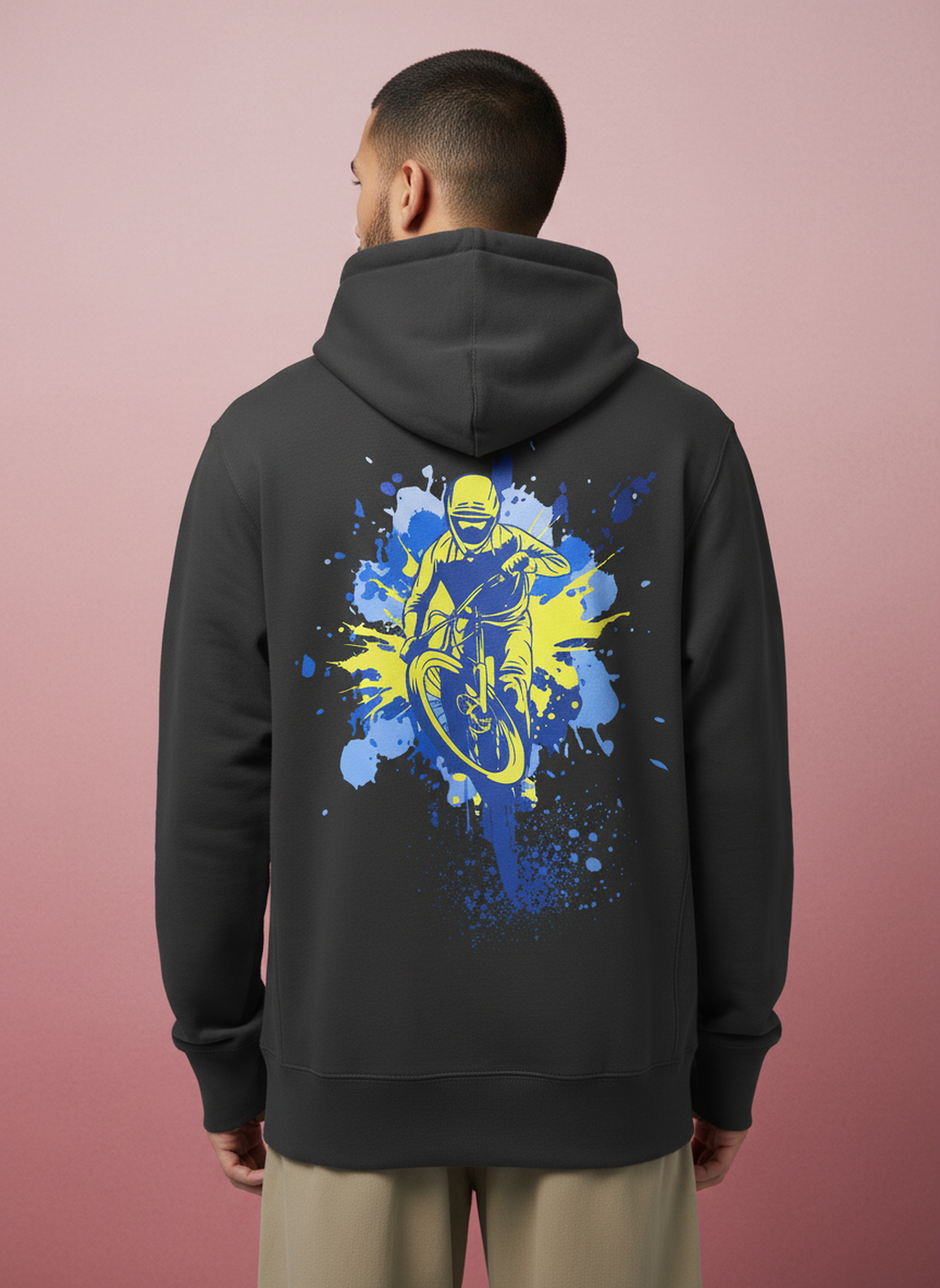 Splash - Unisex Oversized Fit Cotton Hoodie Black