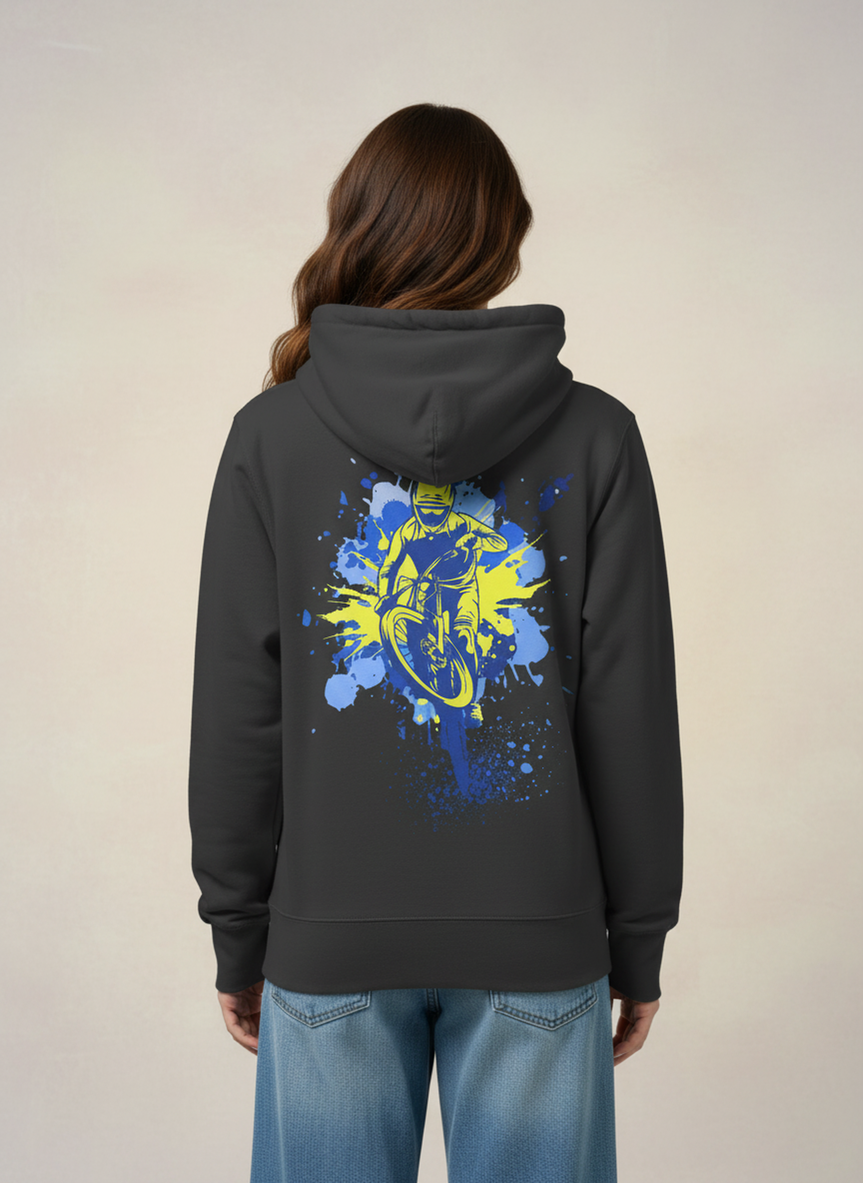 Splash - Unisex Oversized Fit Cotton Hoodie Black