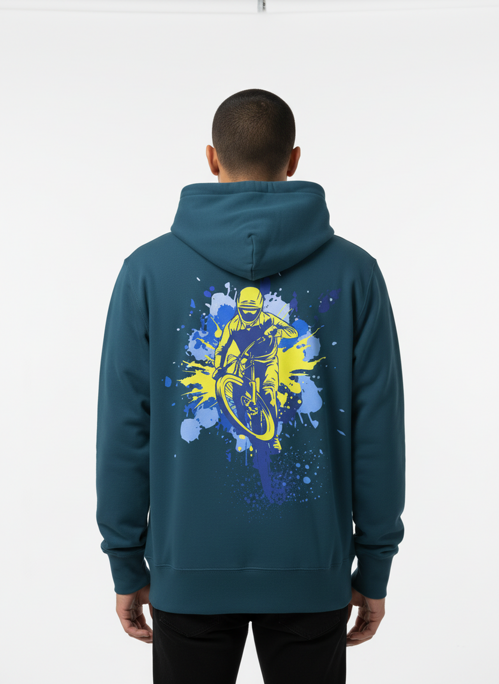 Splash - Unisex Oversized Fit Cotton Hoodie Navy Blue