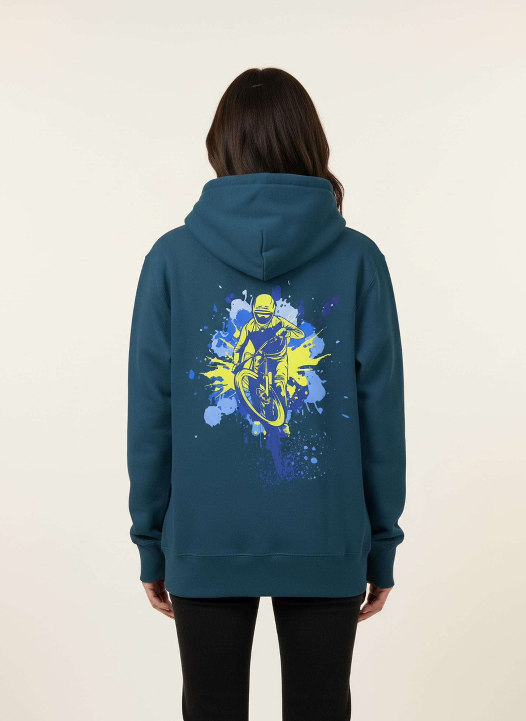 Splash - Unisex Oversized Fit Cotton Hoodie Navy Blue