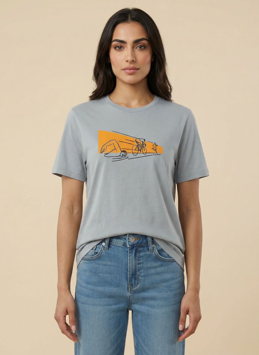 Tri And Fly - Unisex Regular Fit Cotton T-Shirt Silver Frost