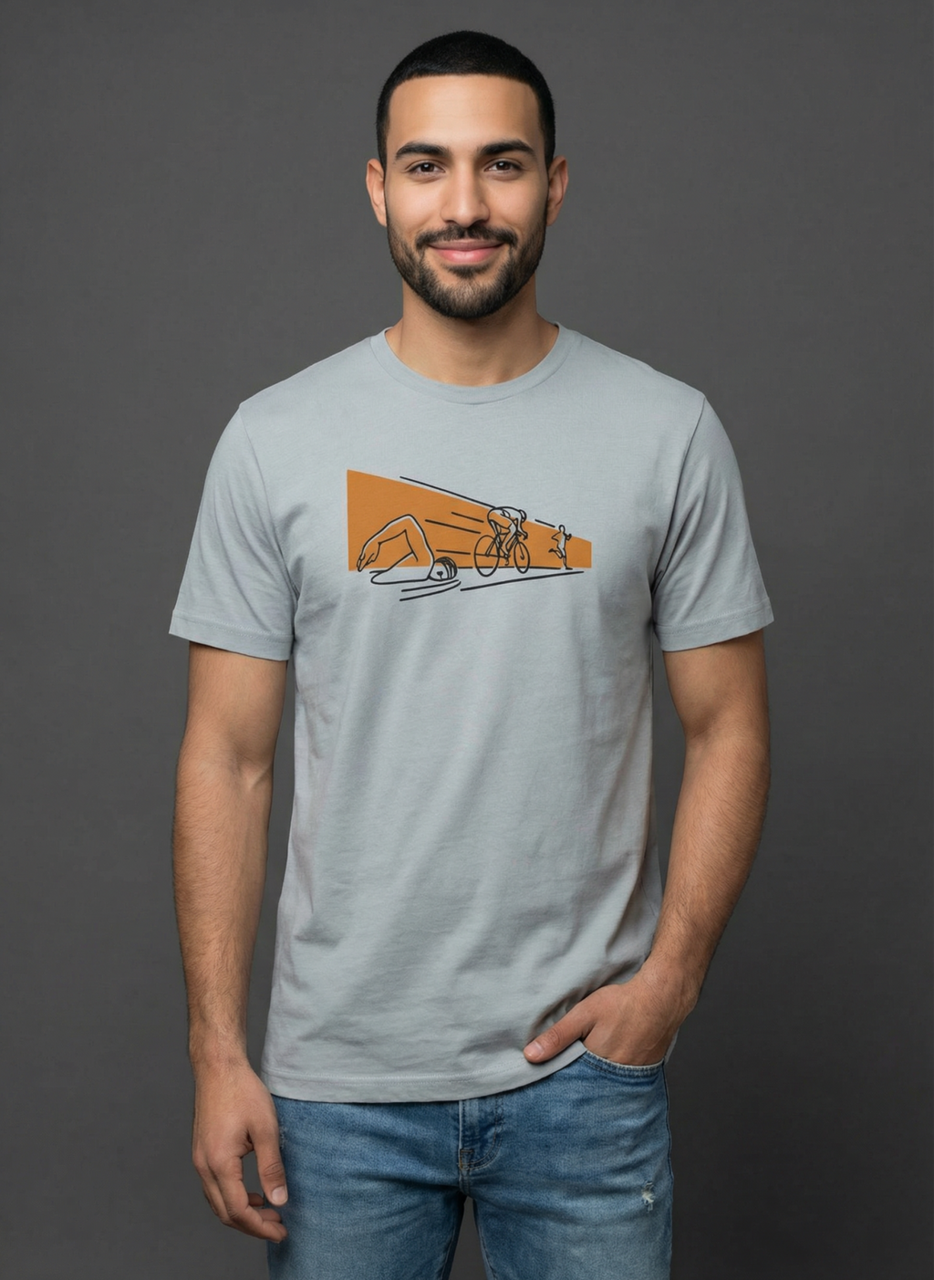 Tri And Fly - Unisex Regular Fit Cotton T-Shirt Silver Frost