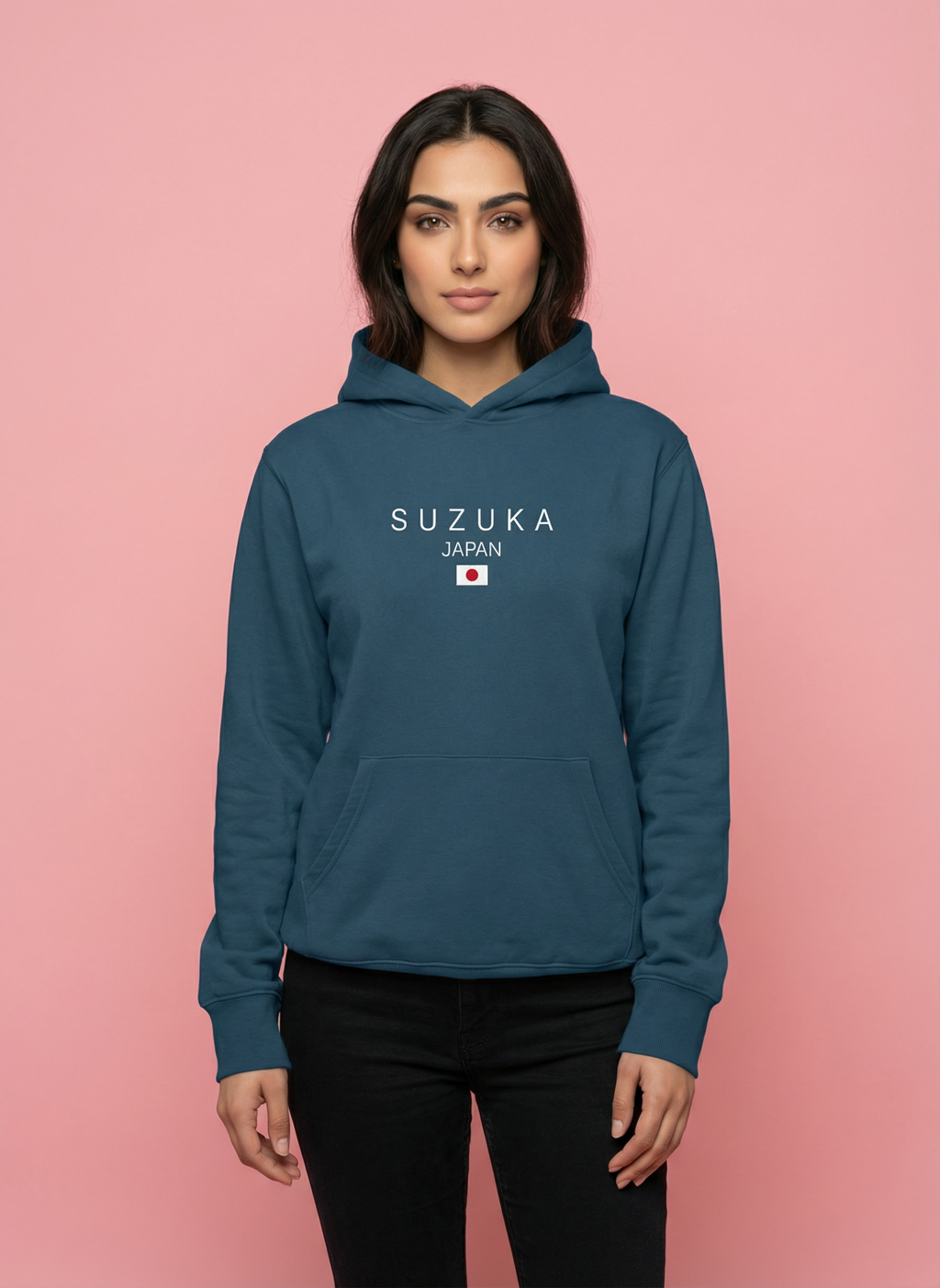 Suzuka Circuit - Unisex Regular Fit Cotton Hoodie Navy Blue