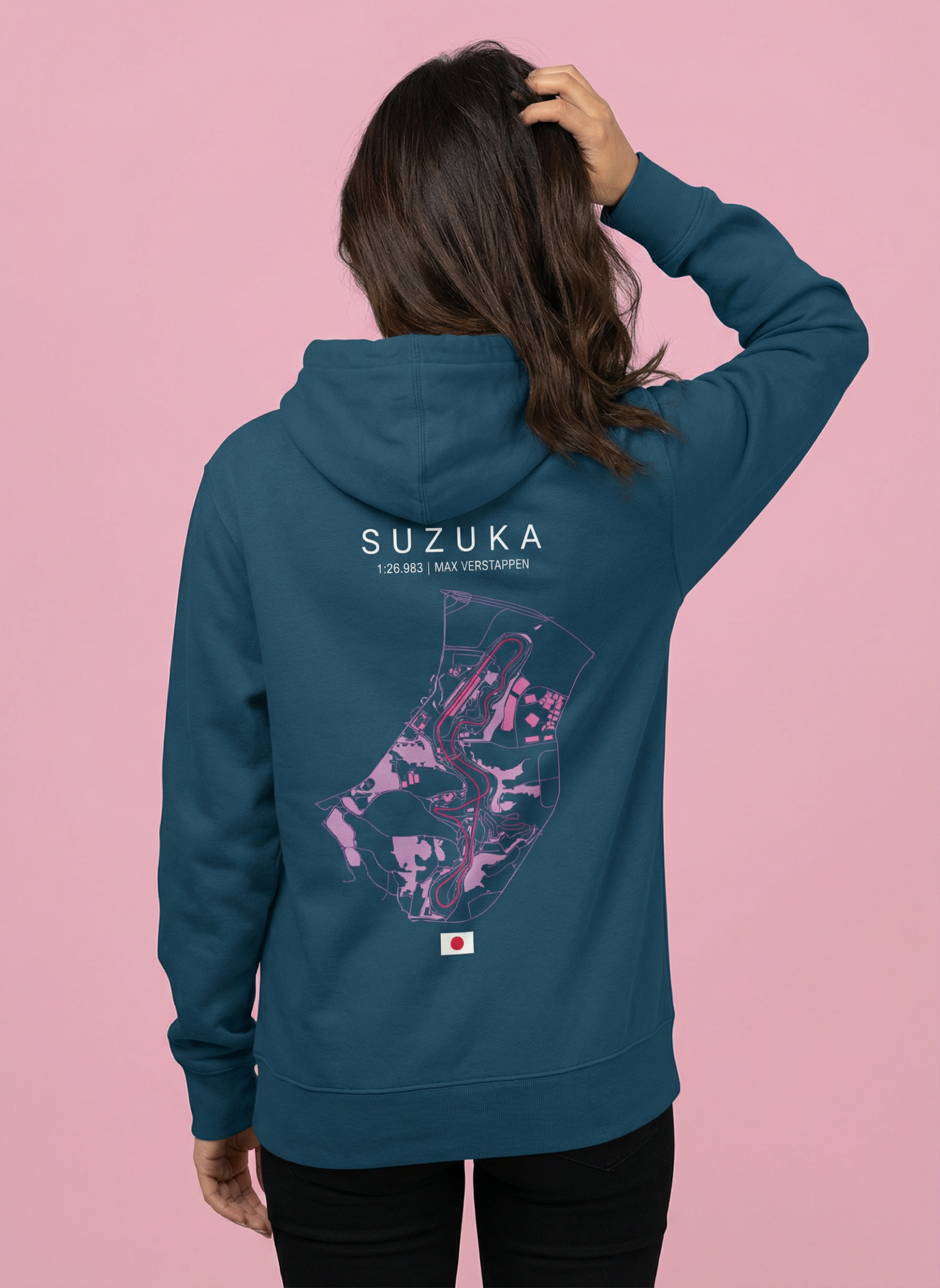 Suzuka Circuit - Unisex Regular Fit Cotton Hoodie Navy Blue