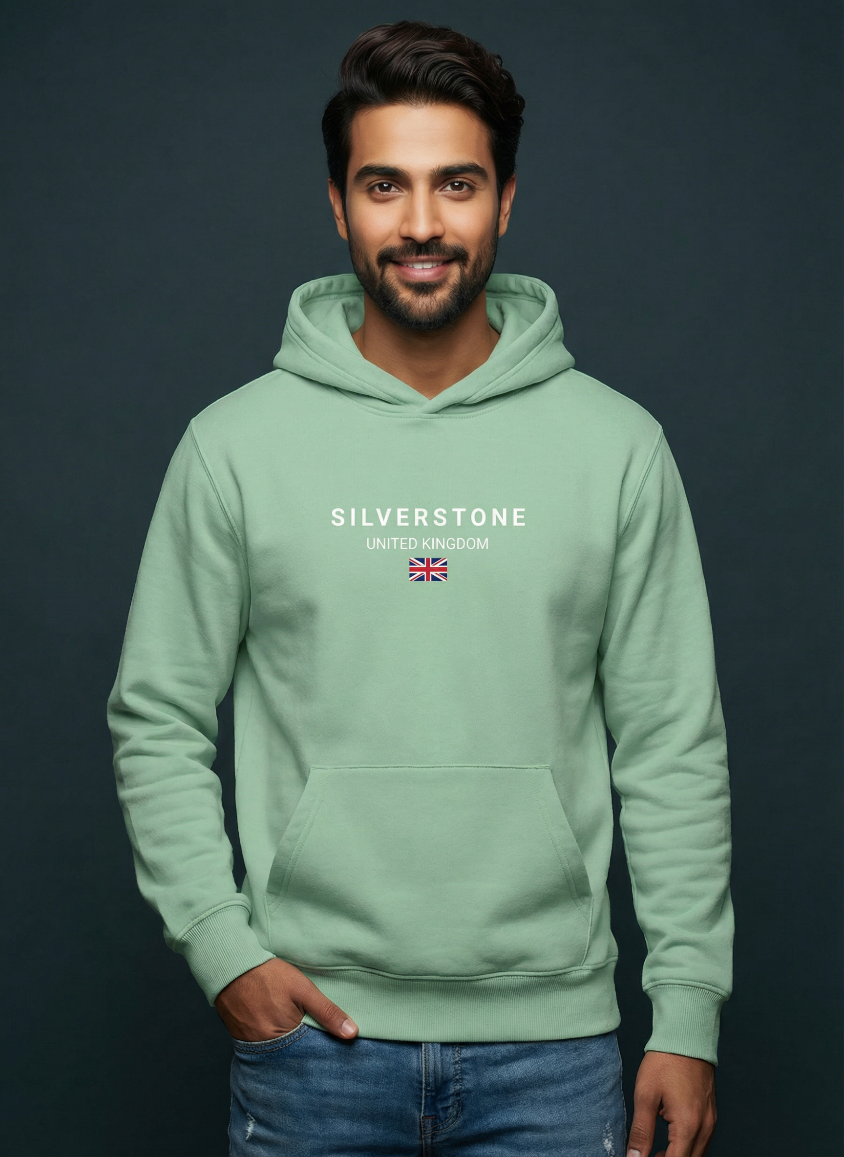 Silverstone Circuit - Unisex Regular Fit Cotton Hoodie Mint Green