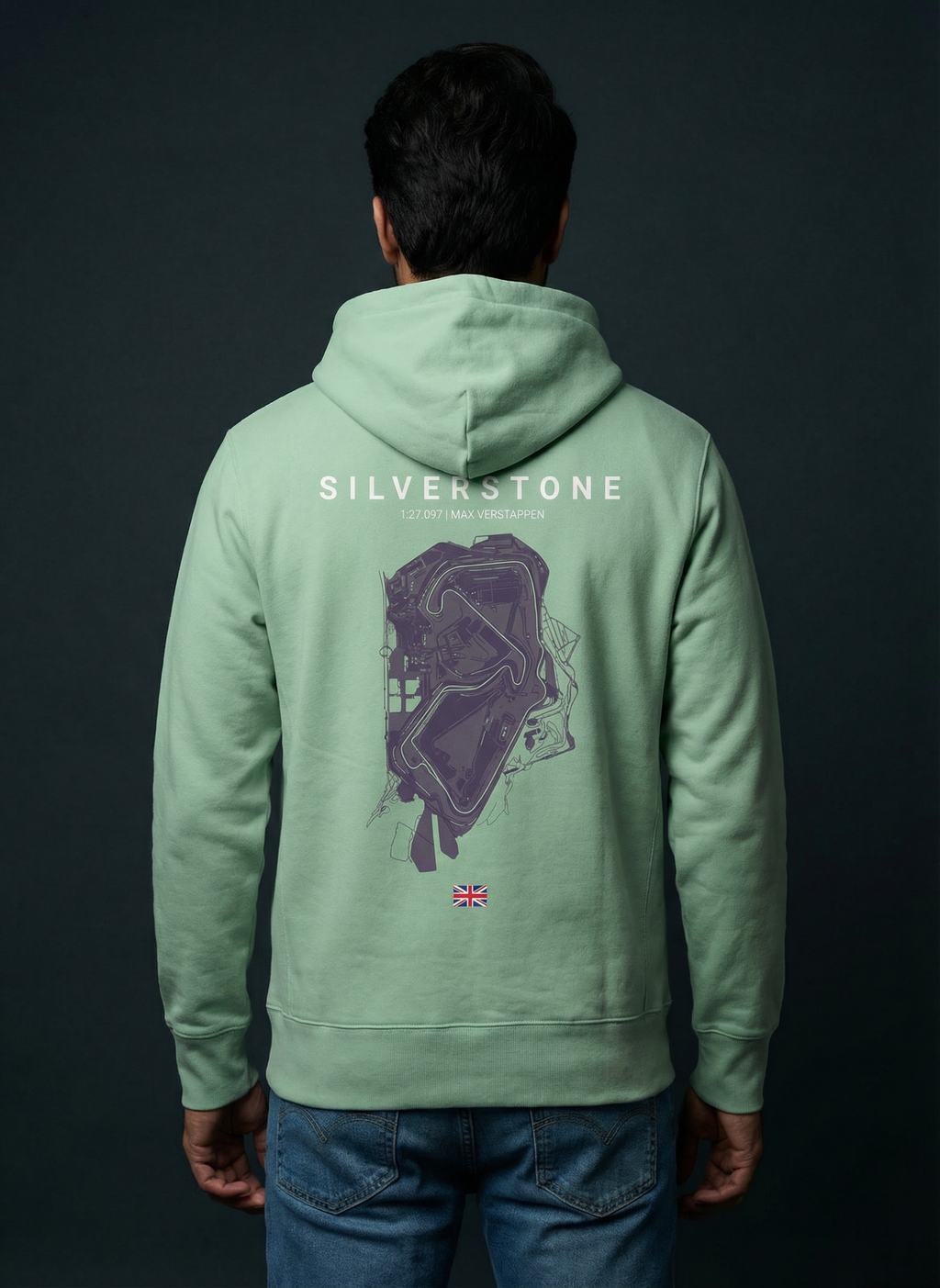 Silverstone Circuit - Unisex Regular Fit Cotton Hoodie Mint Green