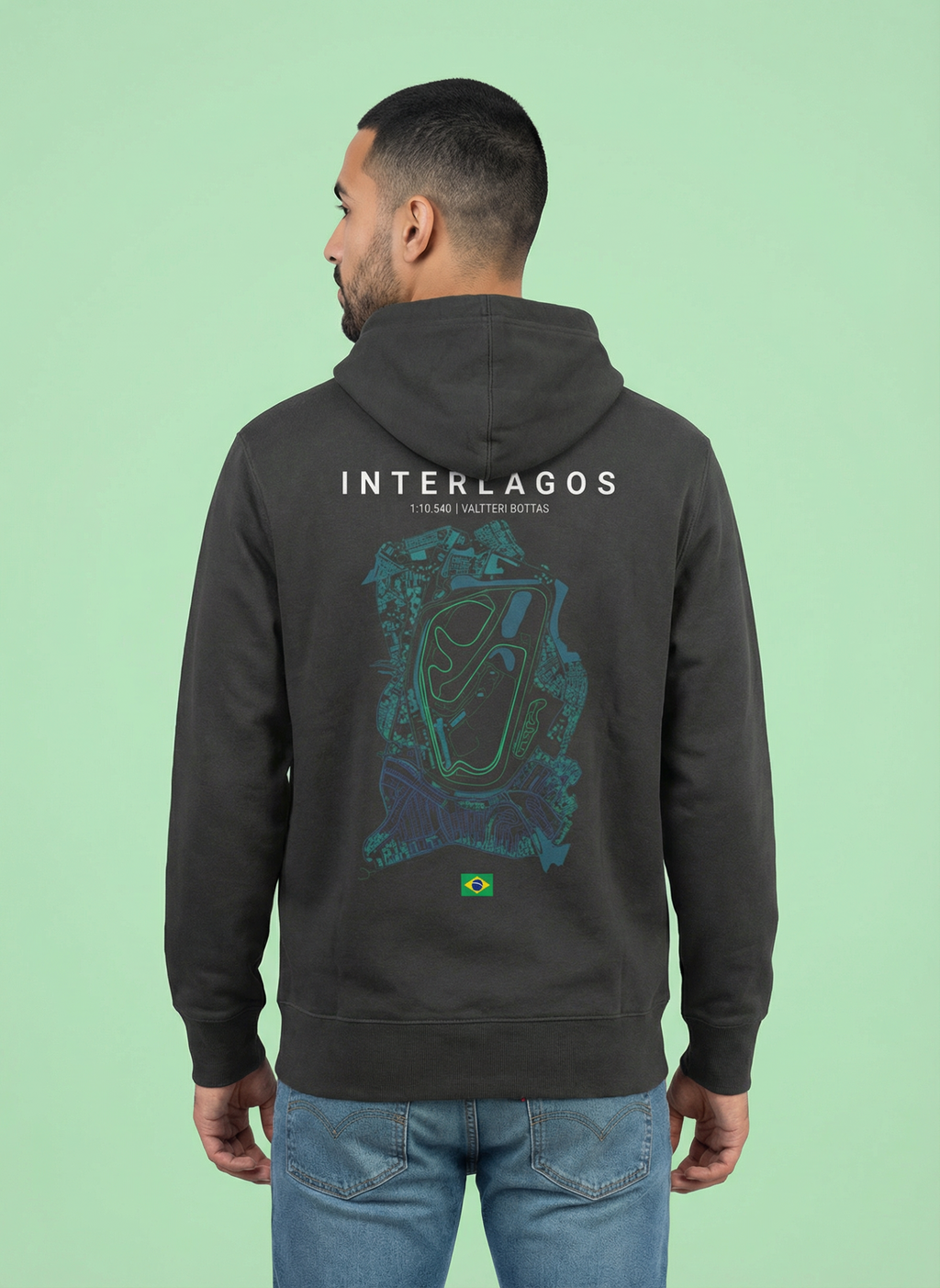 Interlagos Circuit - Unisex Regular Fit Cotton Hoodie Black