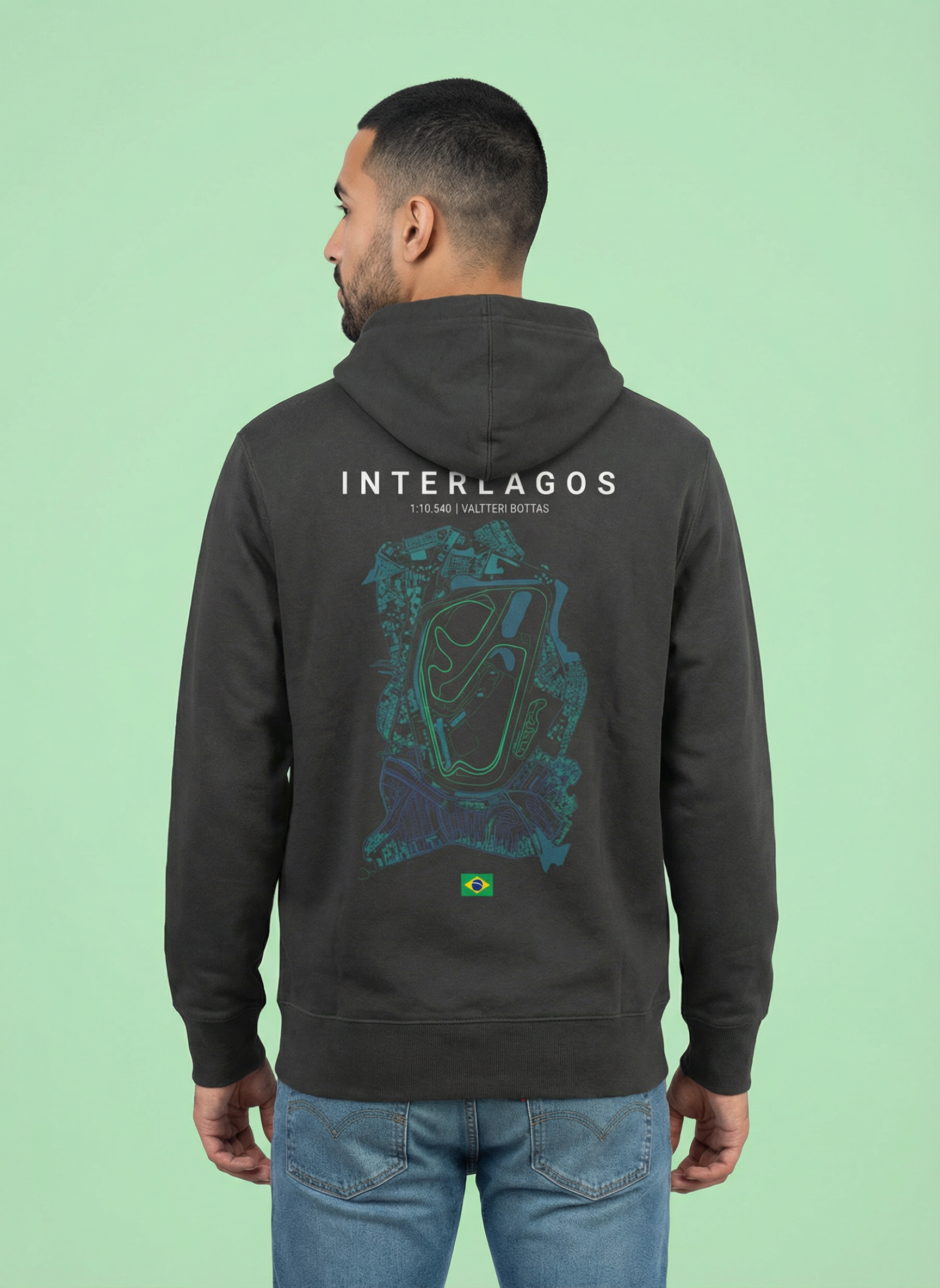 Interlagos Circuit - Unisex Regular Fit Cotton Hoodie Black