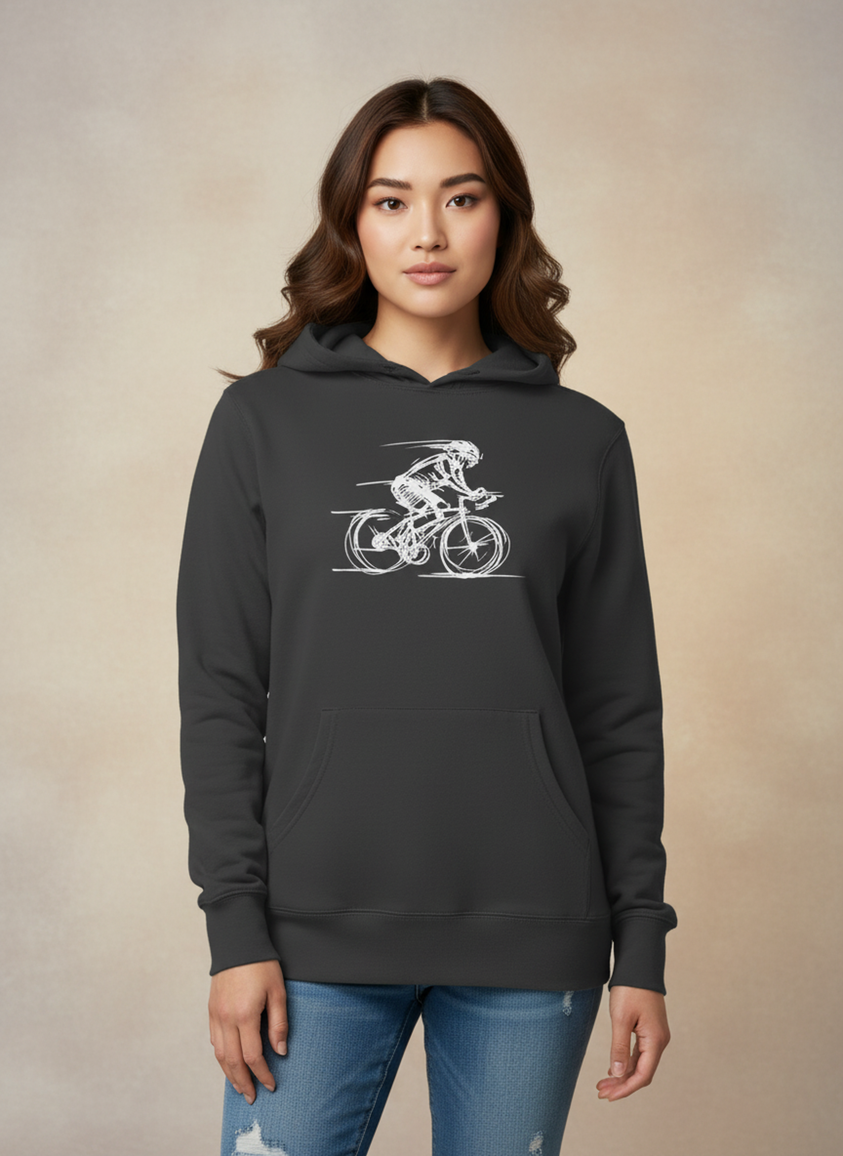 Bike Sketch - Unisex Regular Fit Cotton Hoodie Black